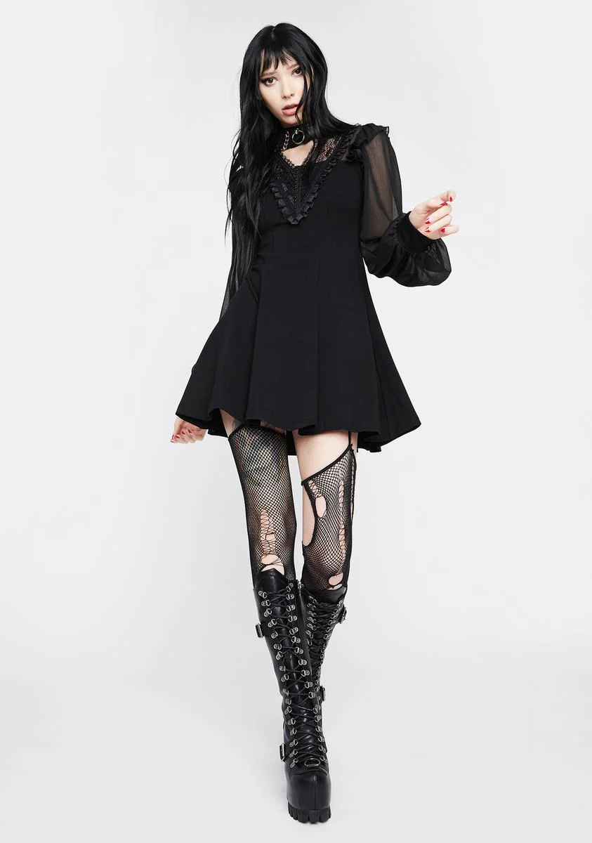Gothic Mesh Sleeve Dress - Image 3