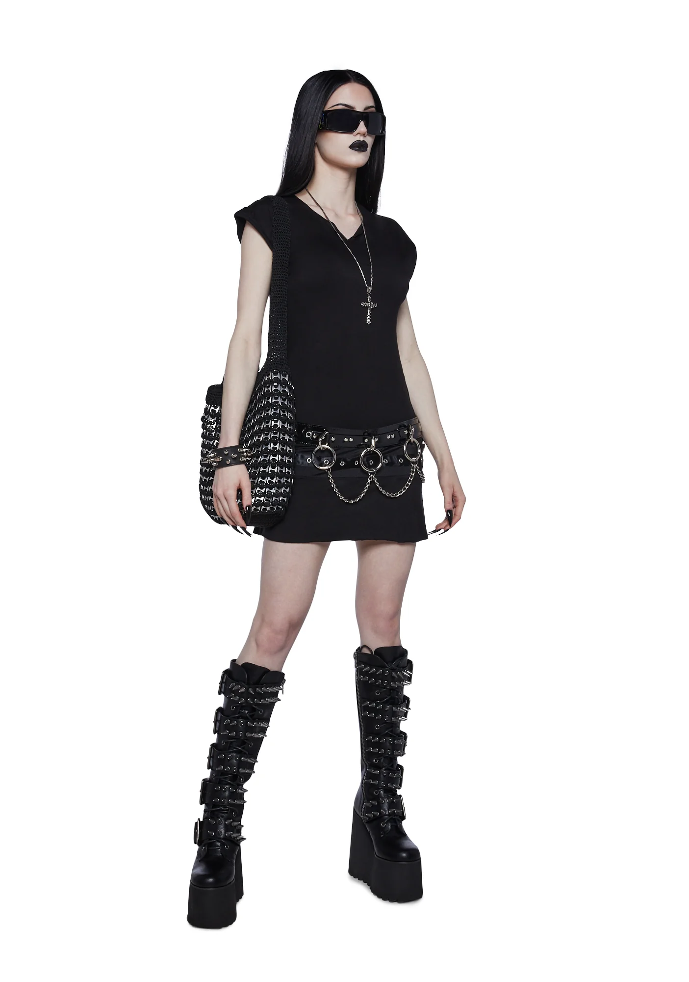 Gothic Rock Studded Mini Dress - Image 2
