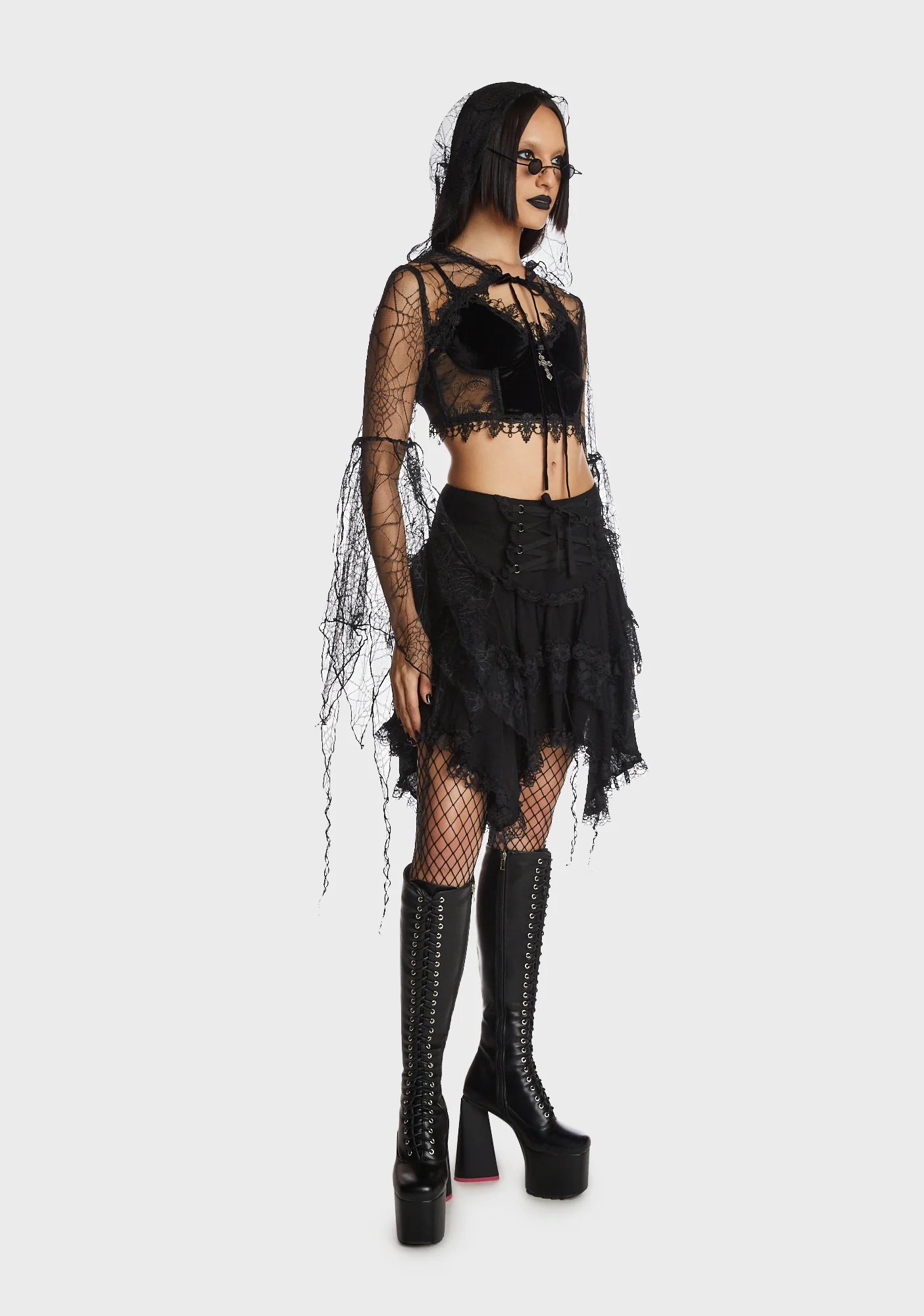 Gothic Sexy Spider Exaggerated Sleeves Hooded Cape - Image 4
