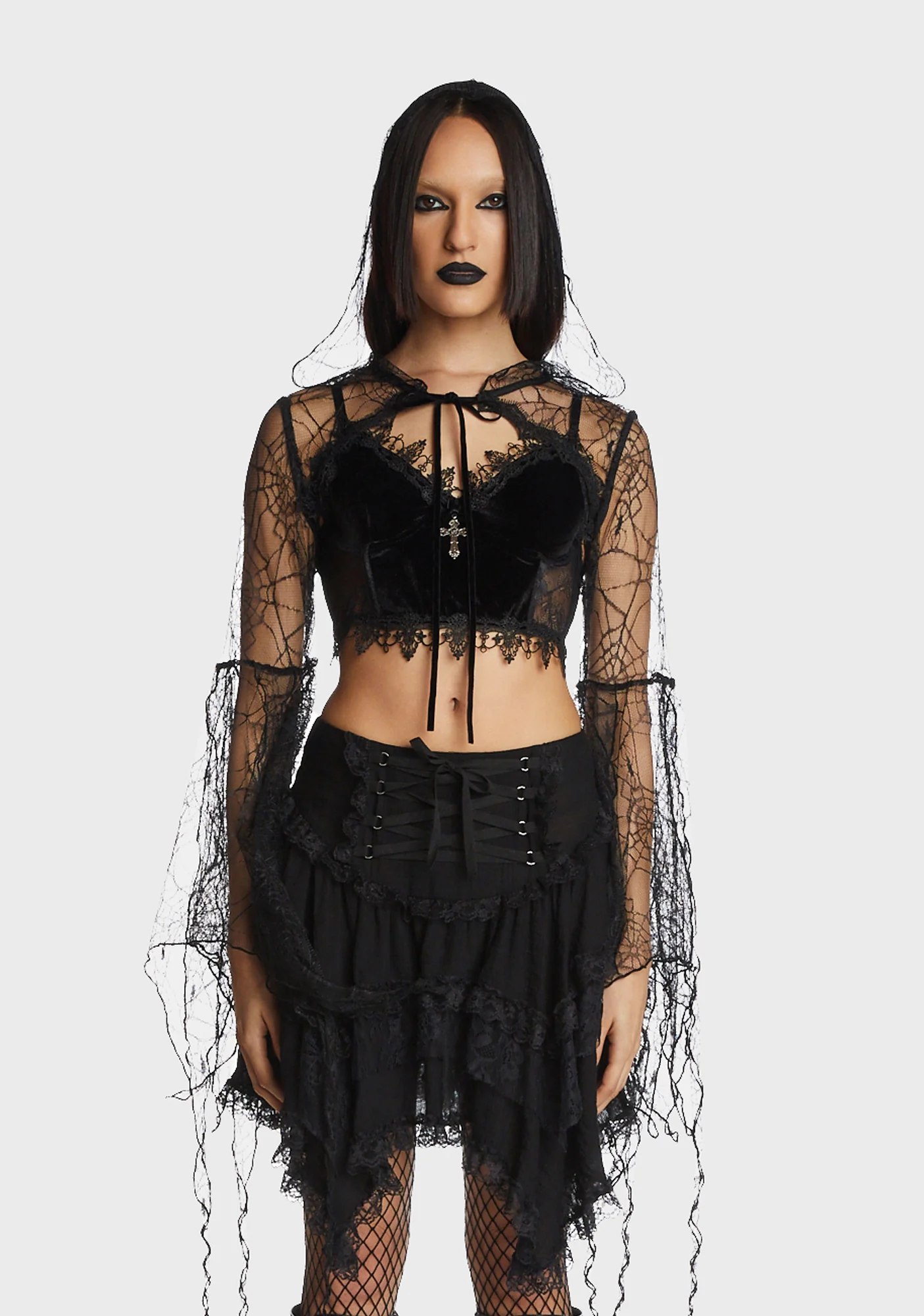 Gothic Sexy Spider Exaggerated Sleeves Hooded Cape - Image 5