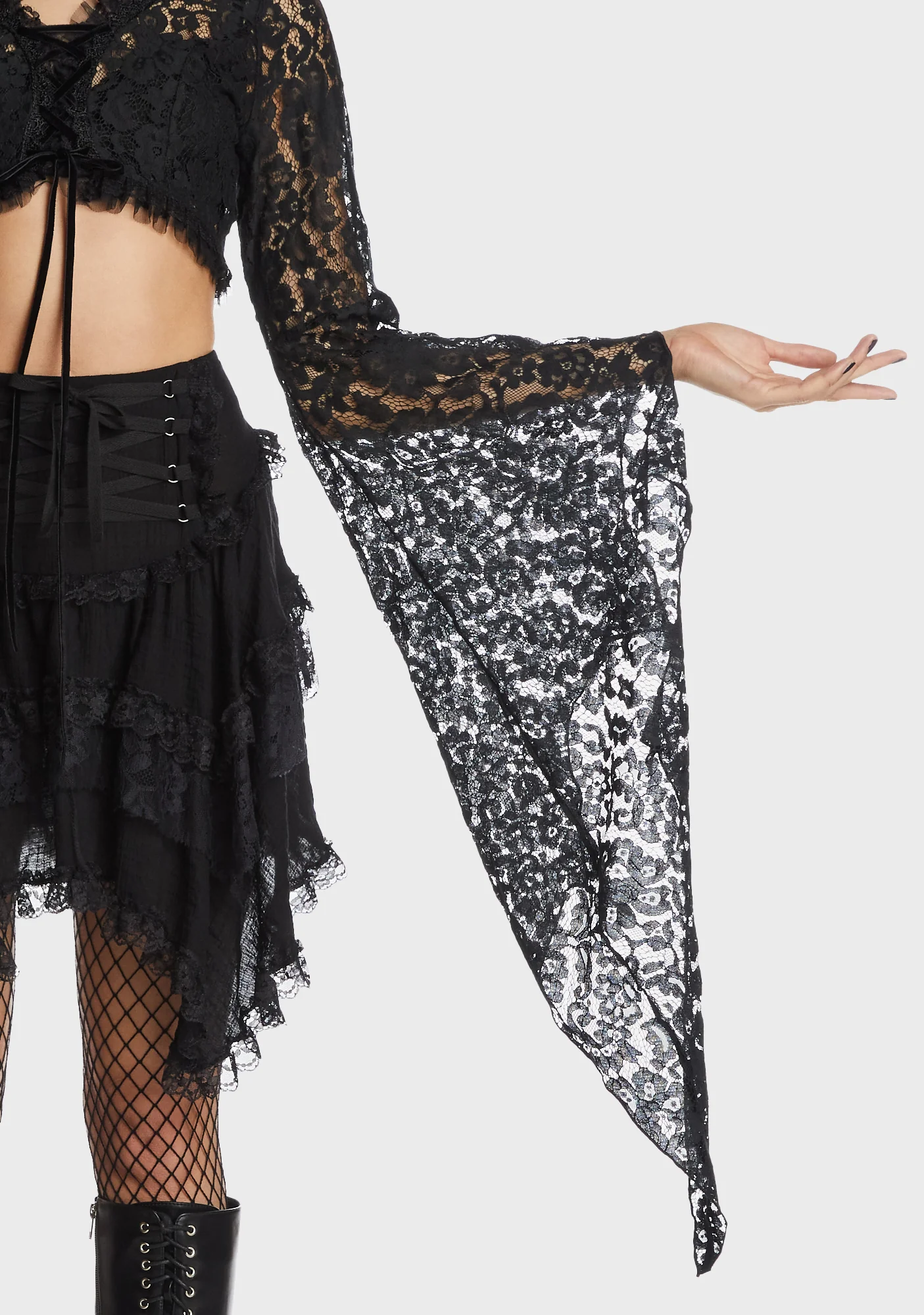 Gothic Witch Bell Sleeves Lace Cape - Image 2