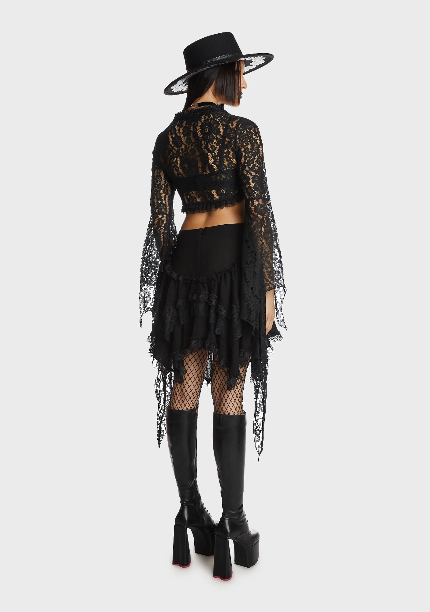 Gothic Witch Bell Sleeves Lace Cape - Image 4