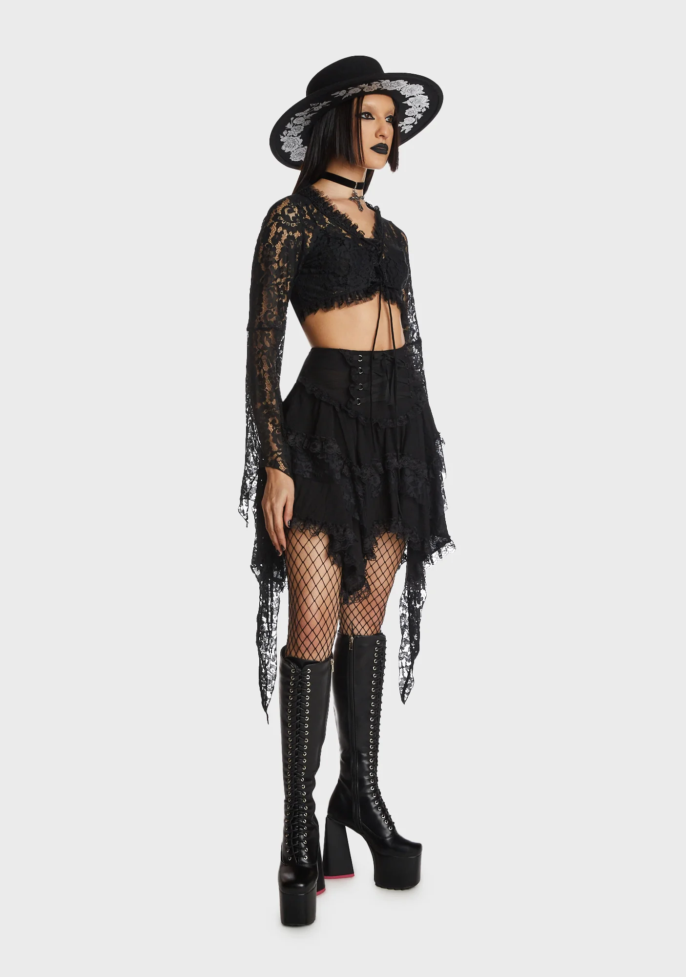 Gothic Witch Bell Sleeves Lace Cape - Image 5