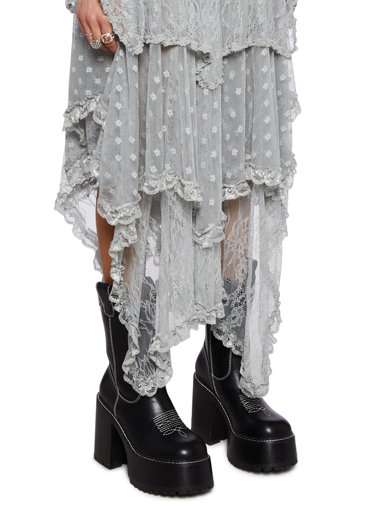 Ethereal Woodlands Maxi Skirt - Gray - Image 5