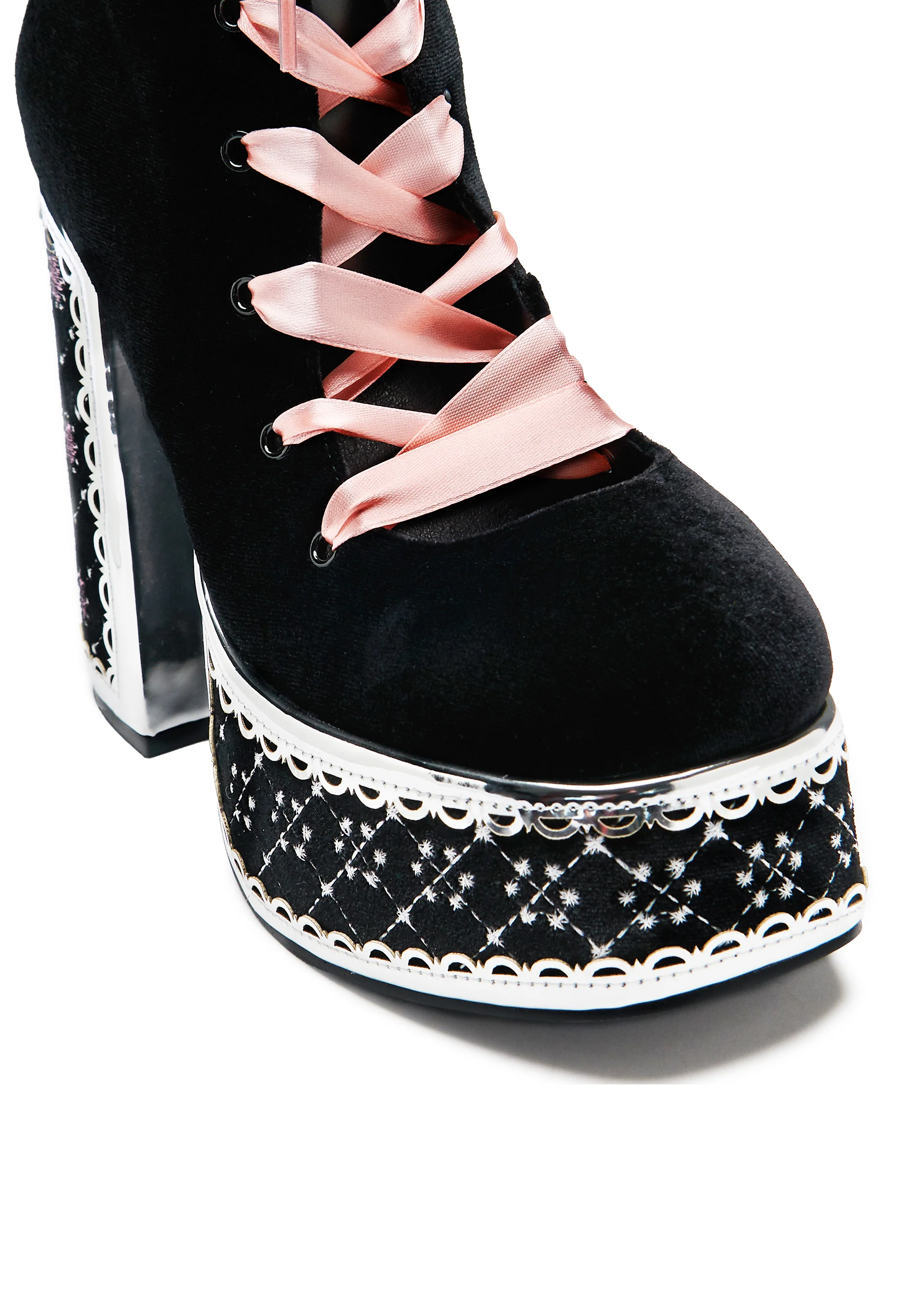 Guiltless Ghost Lace Up Platform Long Boots - Black - Image 5