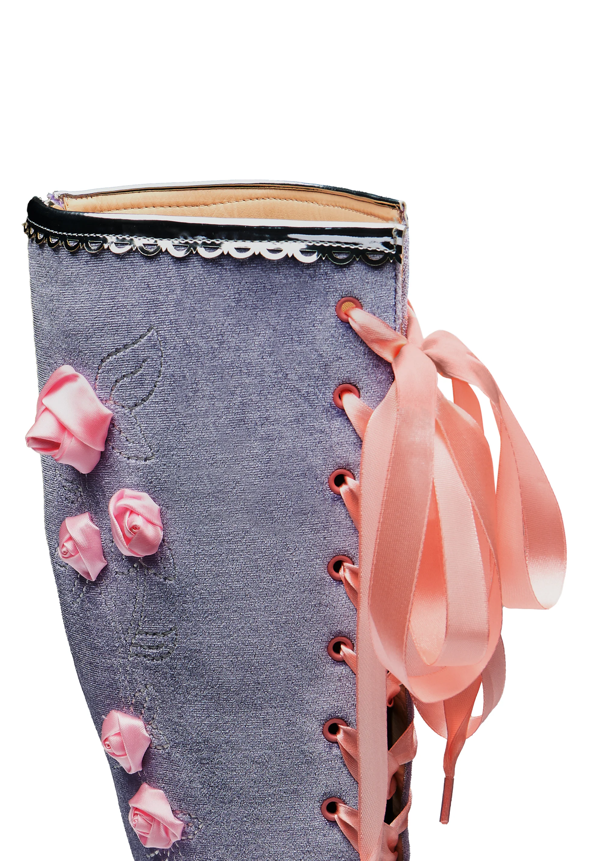 Guiltless Ghost Lace Up Platform Long Boots - Lilac - Image 5
