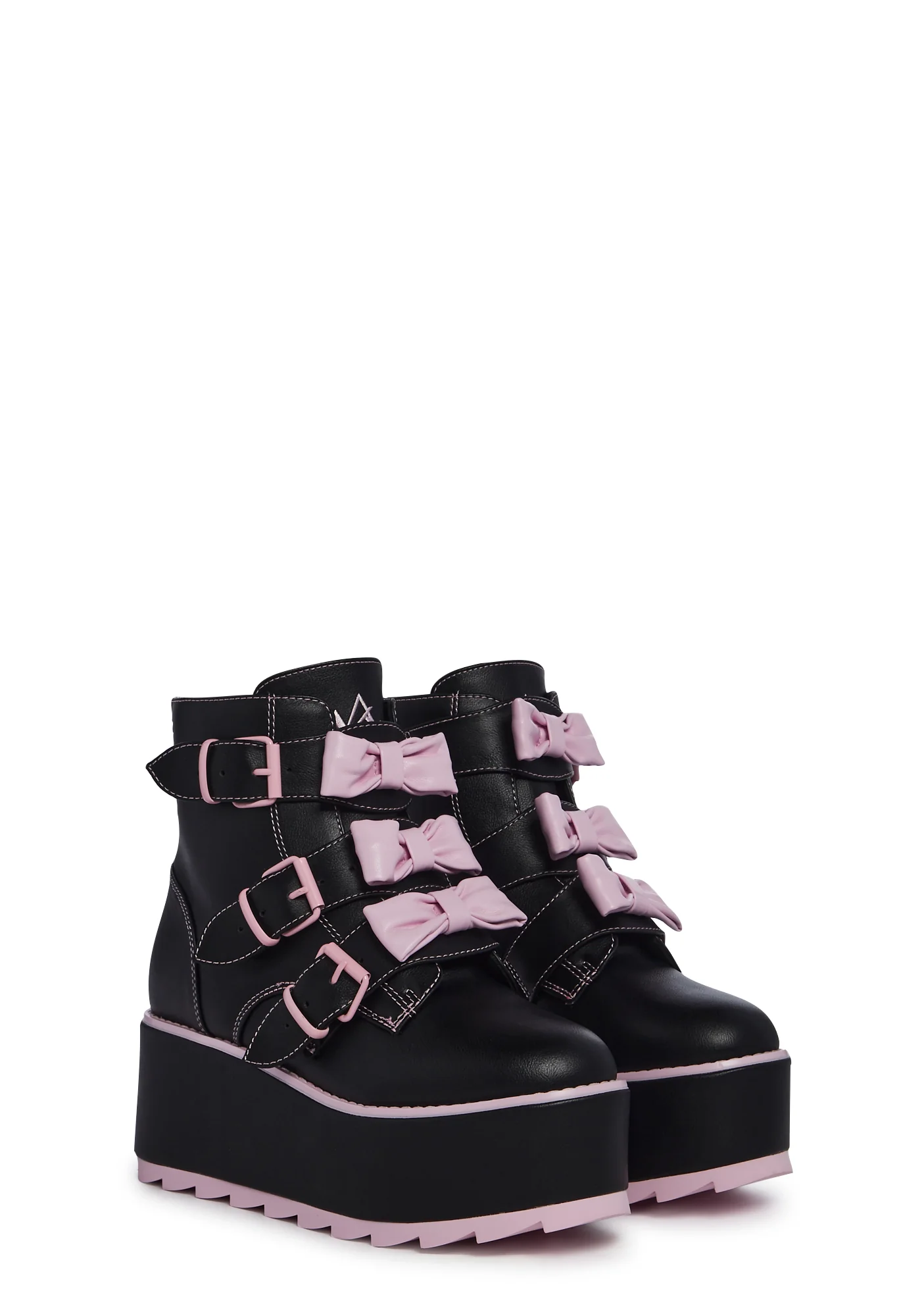 Halo Bow Ankle Boots - Black/Pink - Image 3