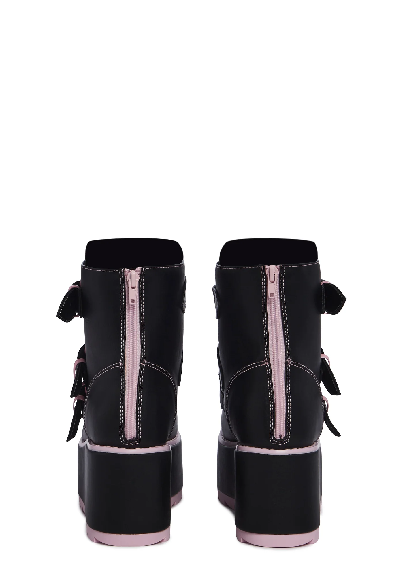 Halo Bow Ankle Boots - Black/Pink - Image 4