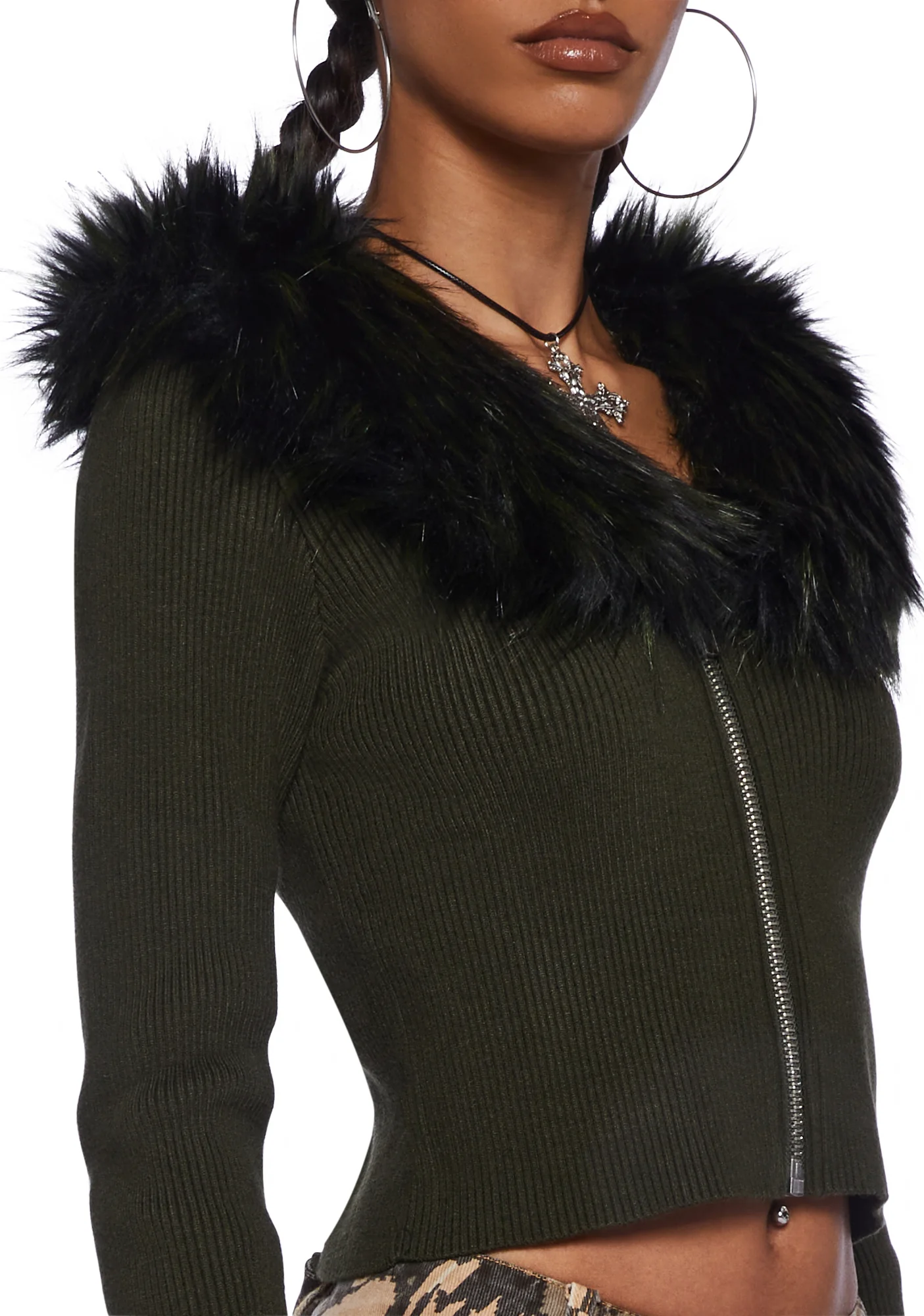 Handle With Scare Crop Top - Olive - Image 5