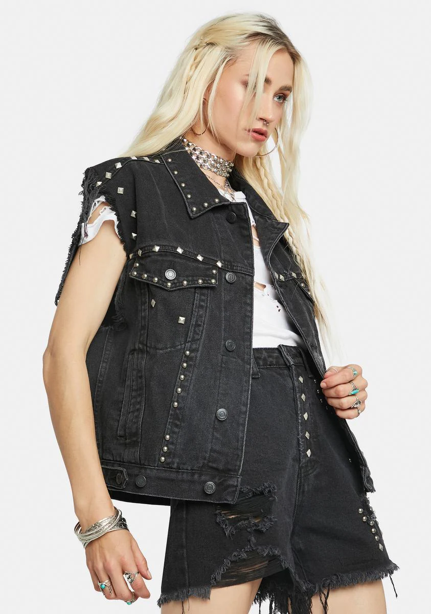 Hands On Distressed Denim Vest - Image 2
