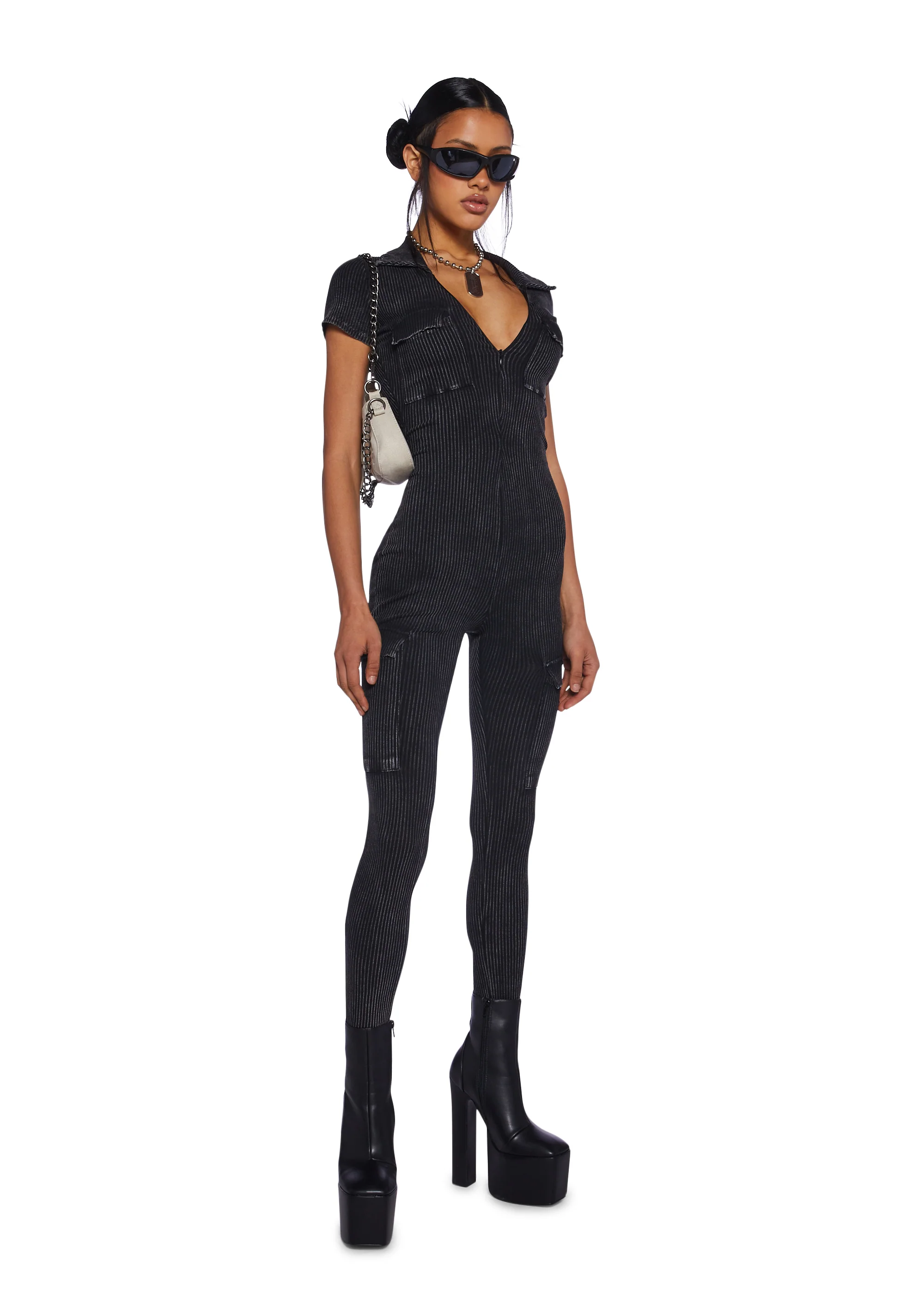 Hang Tough Cargo Jumpsuit - Gray - Image 4