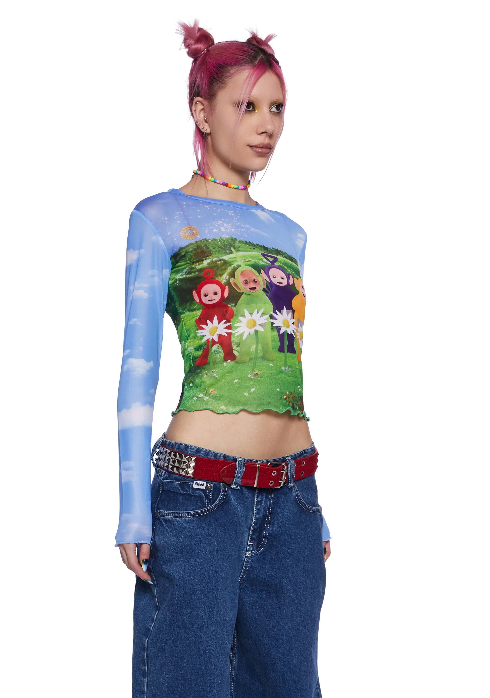 Happy Happy Graphic Mesh Top - Image 3