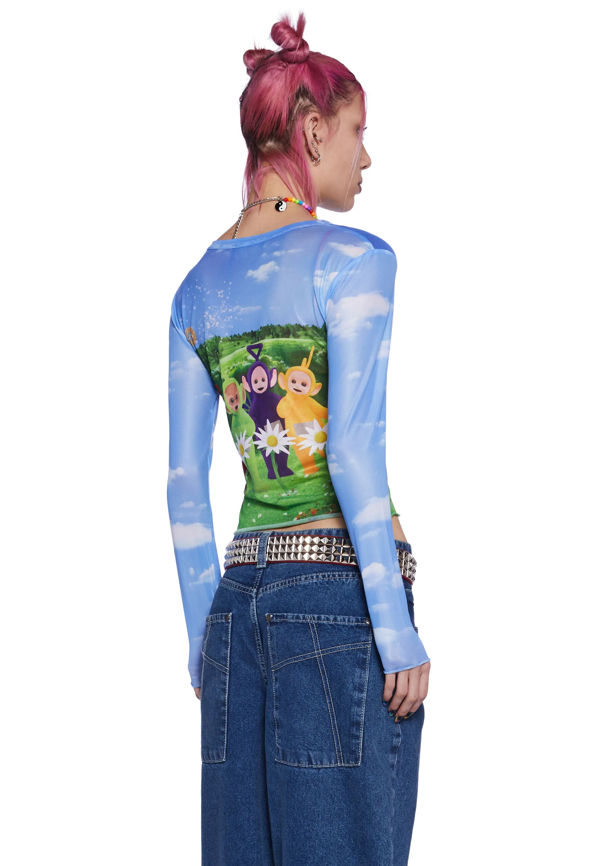 Happy Happy Graphic Mesh Top - Image 4