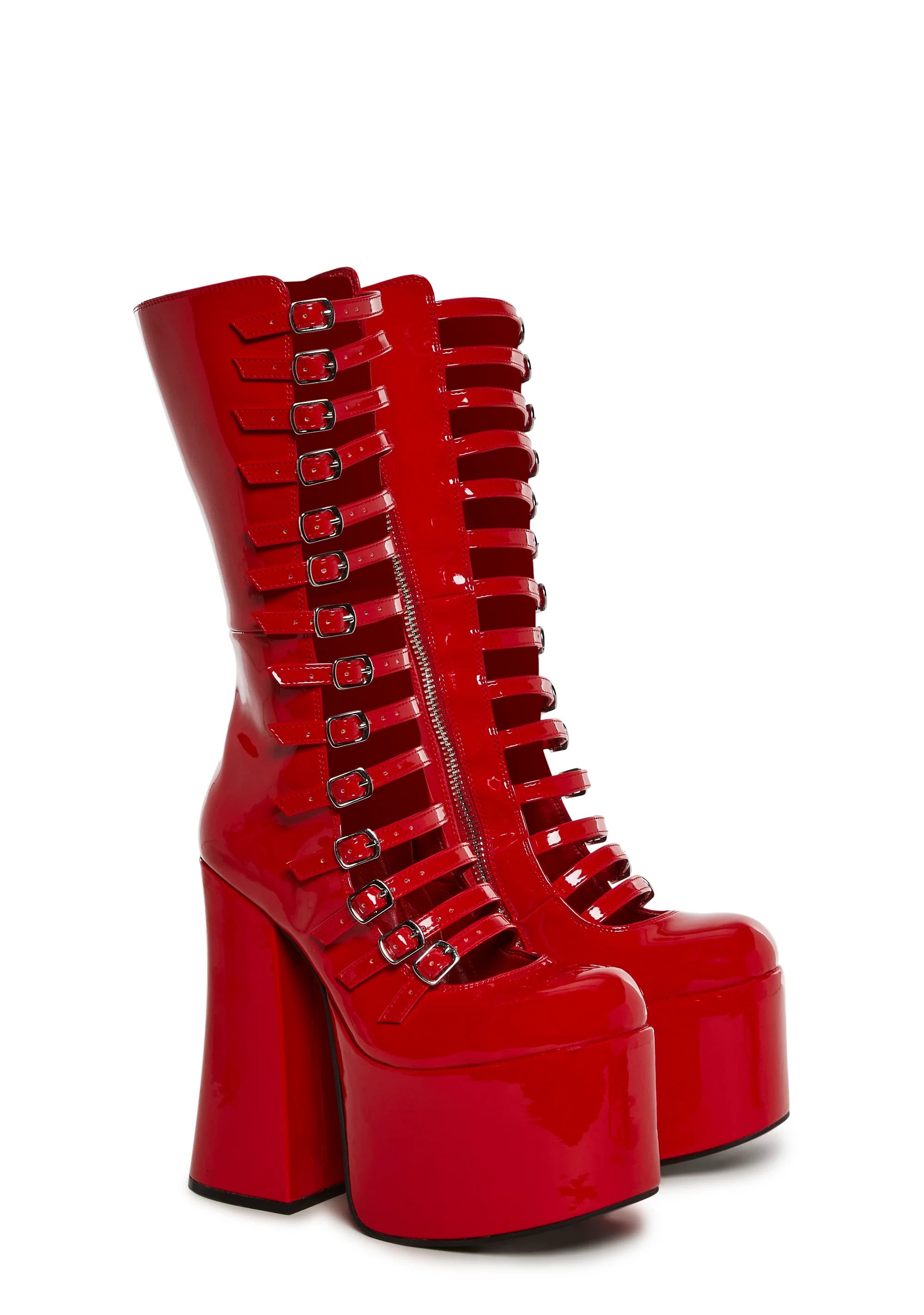 Hardcore Dazzle Platform Boots - Red - Image 3