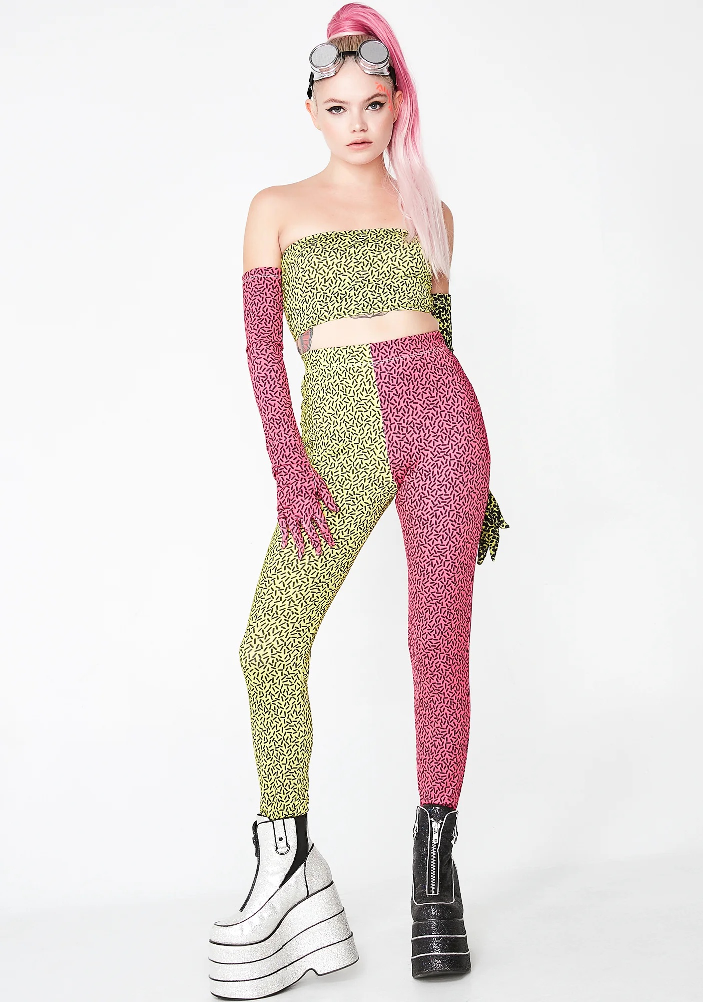 Harsh Lines Colorblock Unisexx Leggings - Image 5