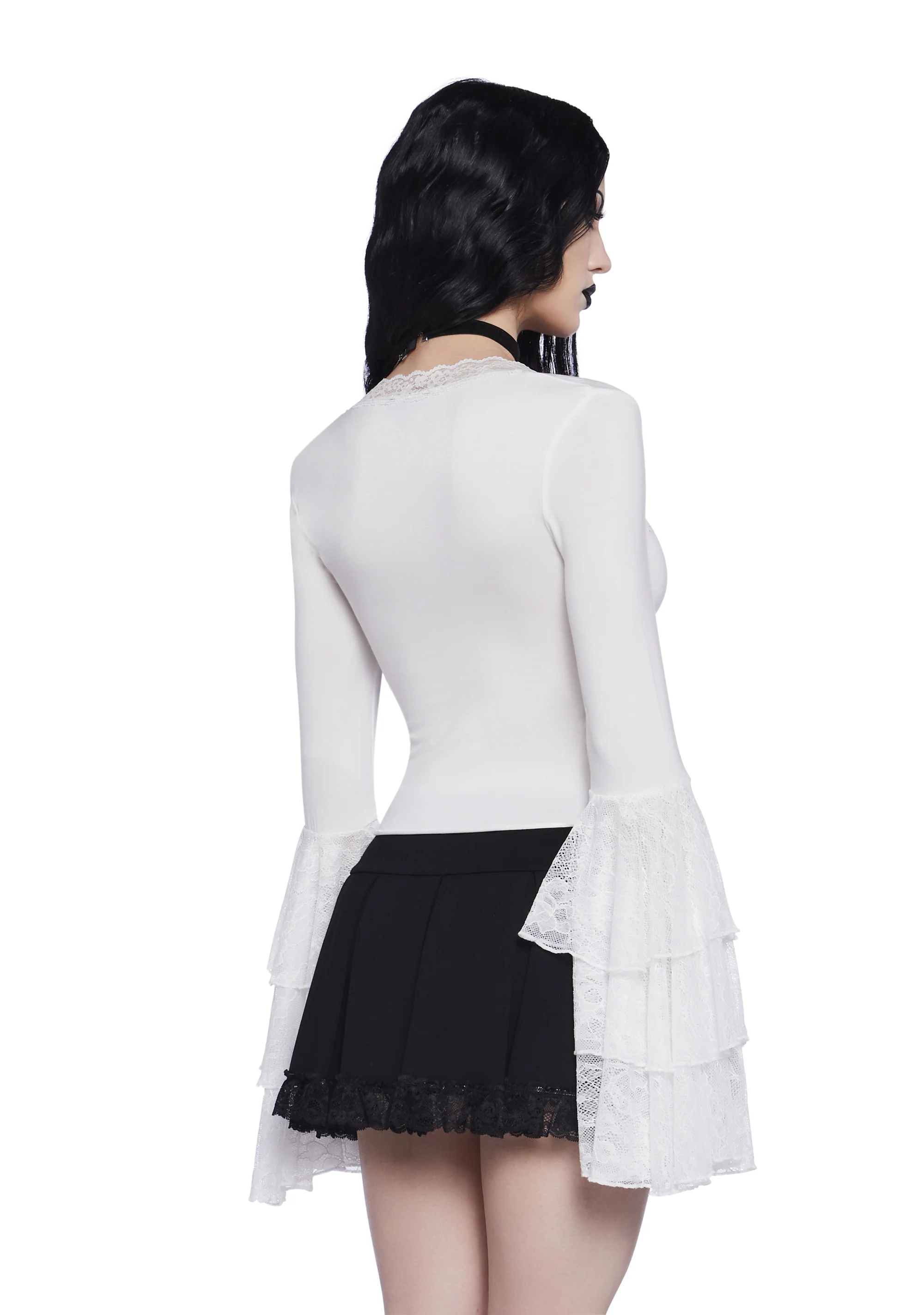 Haunted Grace Long Sleeve Top - White - Image 4