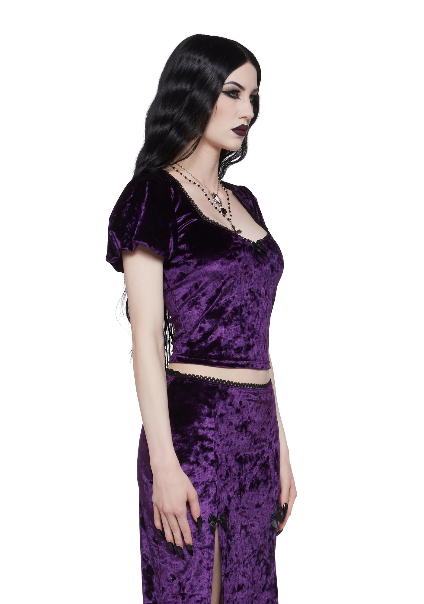 Time Stands Still Velvet Top - Purple - Image 3