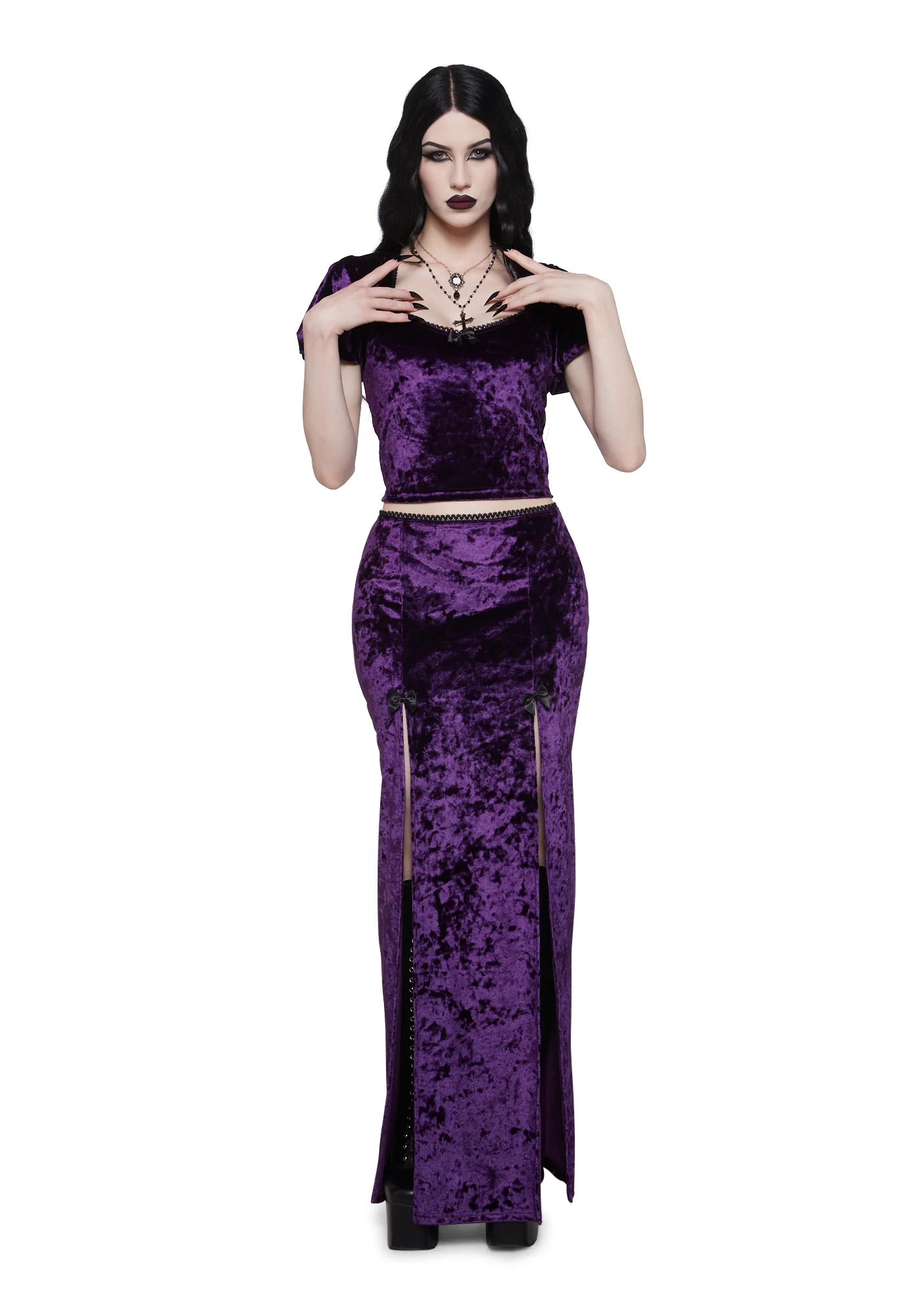 Time Stands Still Velvet Top - Purple - Image 6