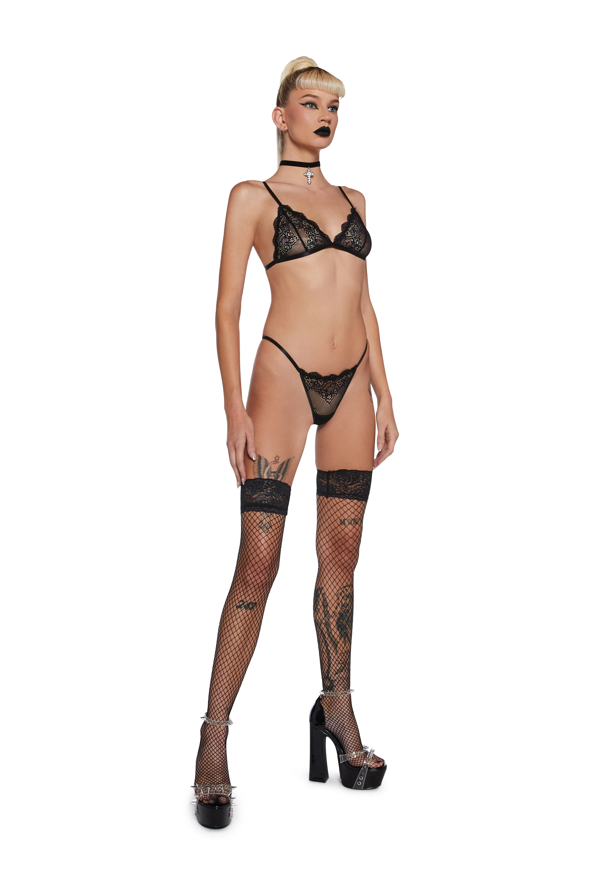 Heartless Lust Lace Thong - Black - Image 2