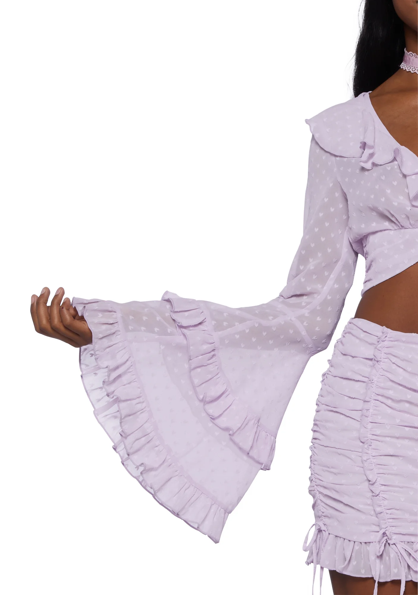 Hearts Aglow Mesh Crop Top - Purple - Image 6