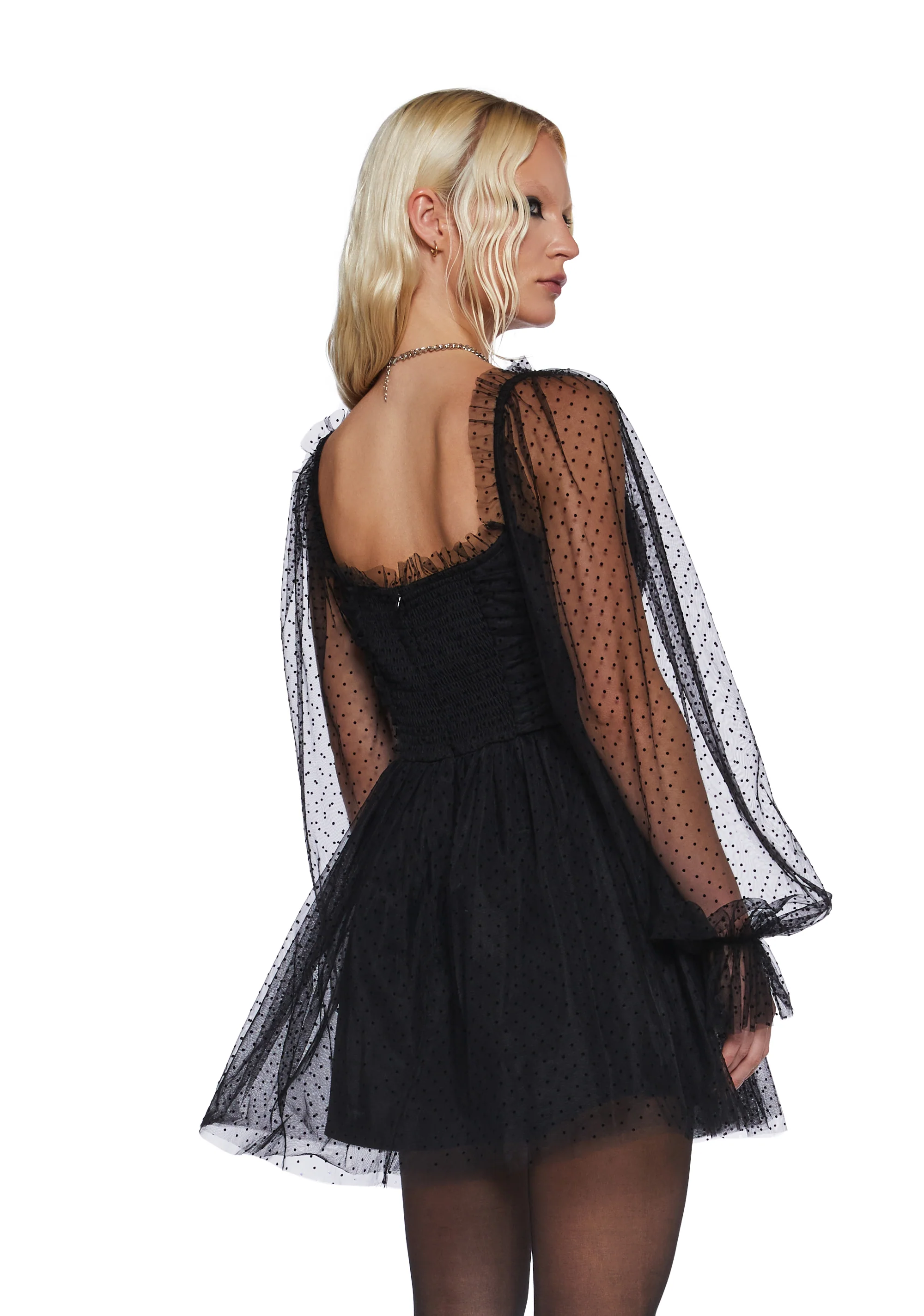 Heavenly Affair Babydoll Dress - Black Swiss Dot - Image 4