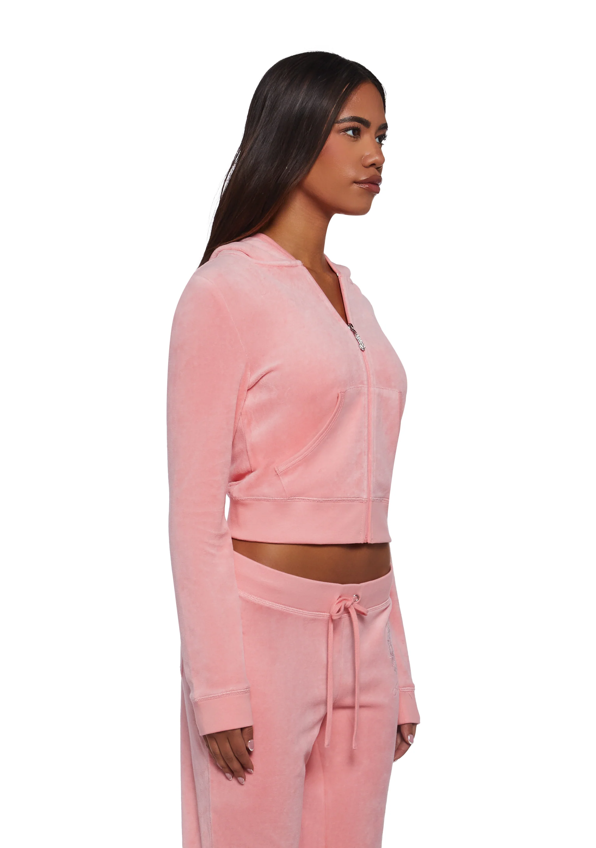 Crown Heritage Cotton Velour Hoodie - Pink - Image 3