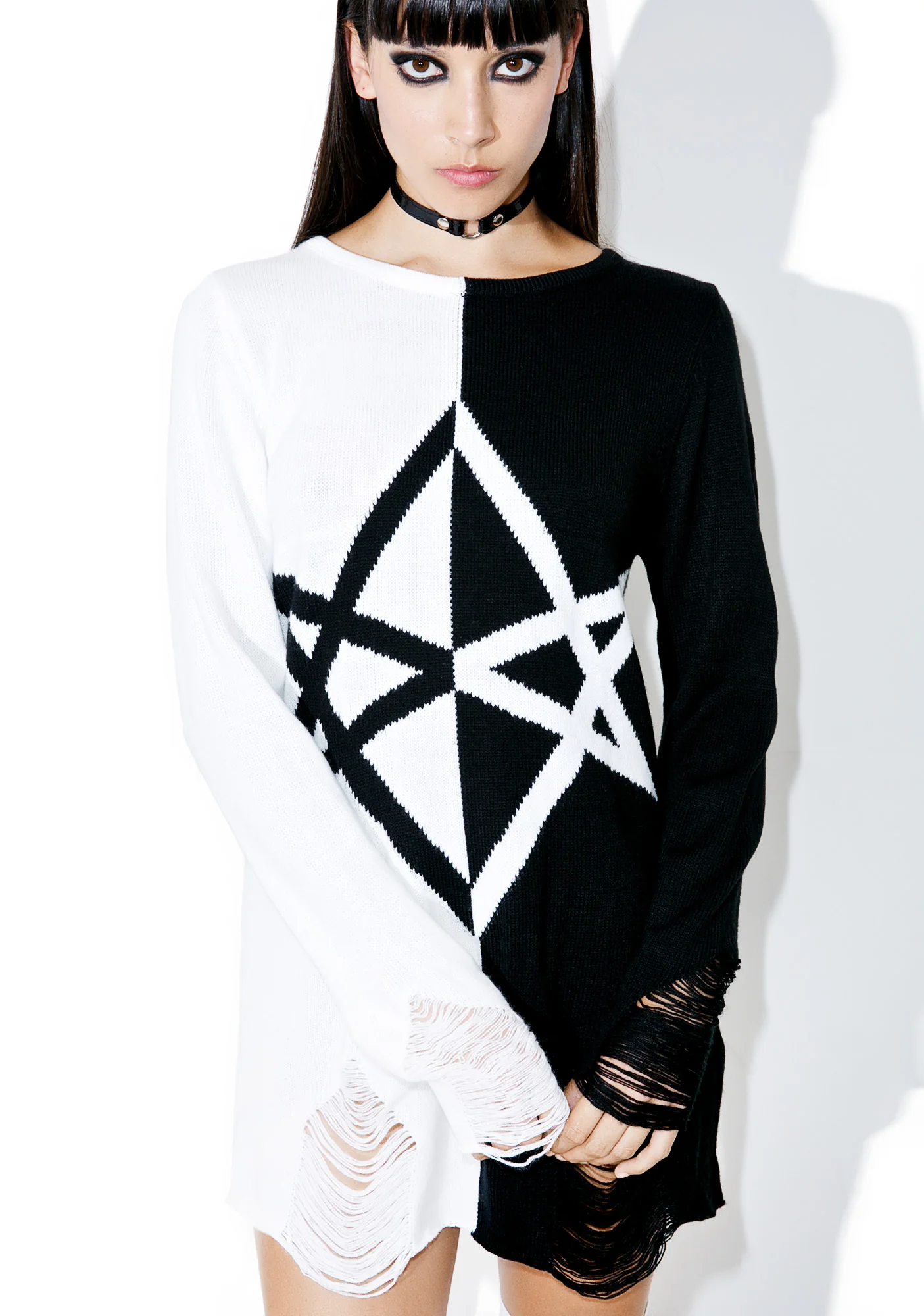 Hexagram Split-Knit Sweater - Image 2