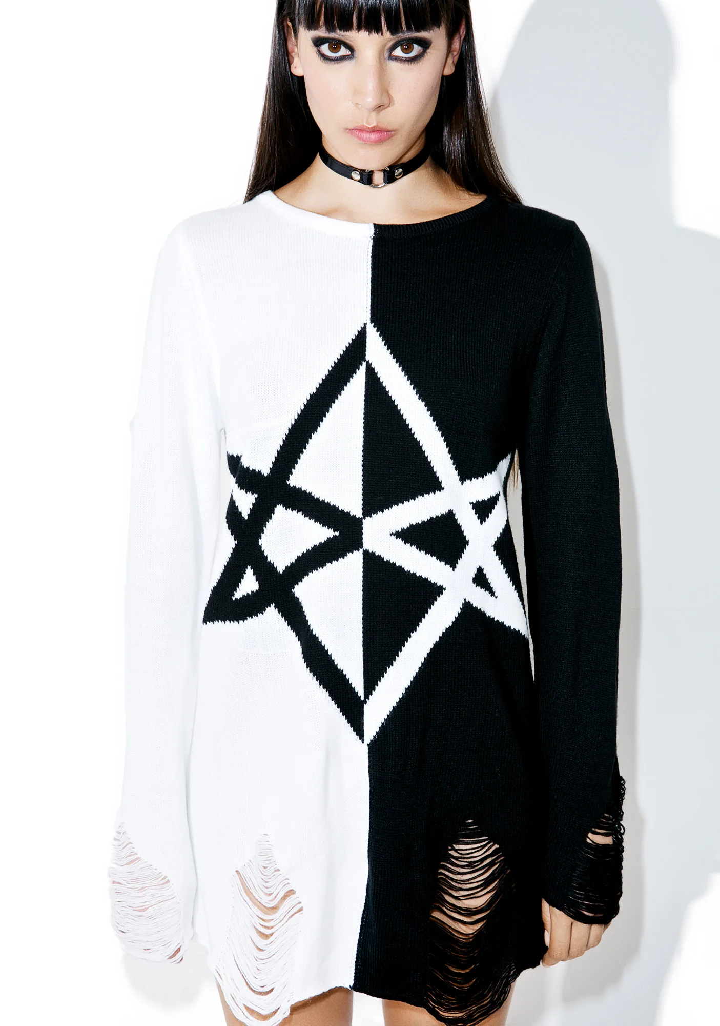 Hexagram Split-Knit Sweater - Image 5
