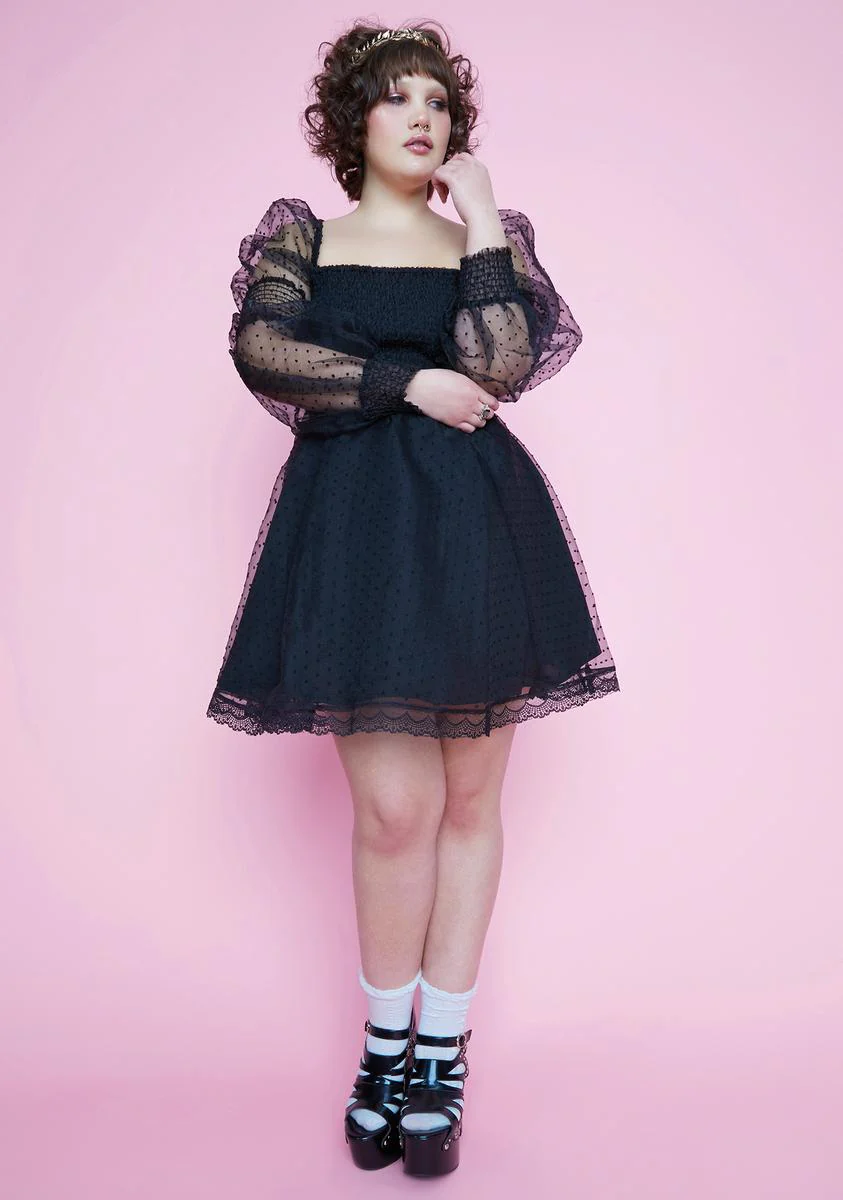 Hidden Echo's Chambers Swiss Dot Babydoll Dress - Image 3