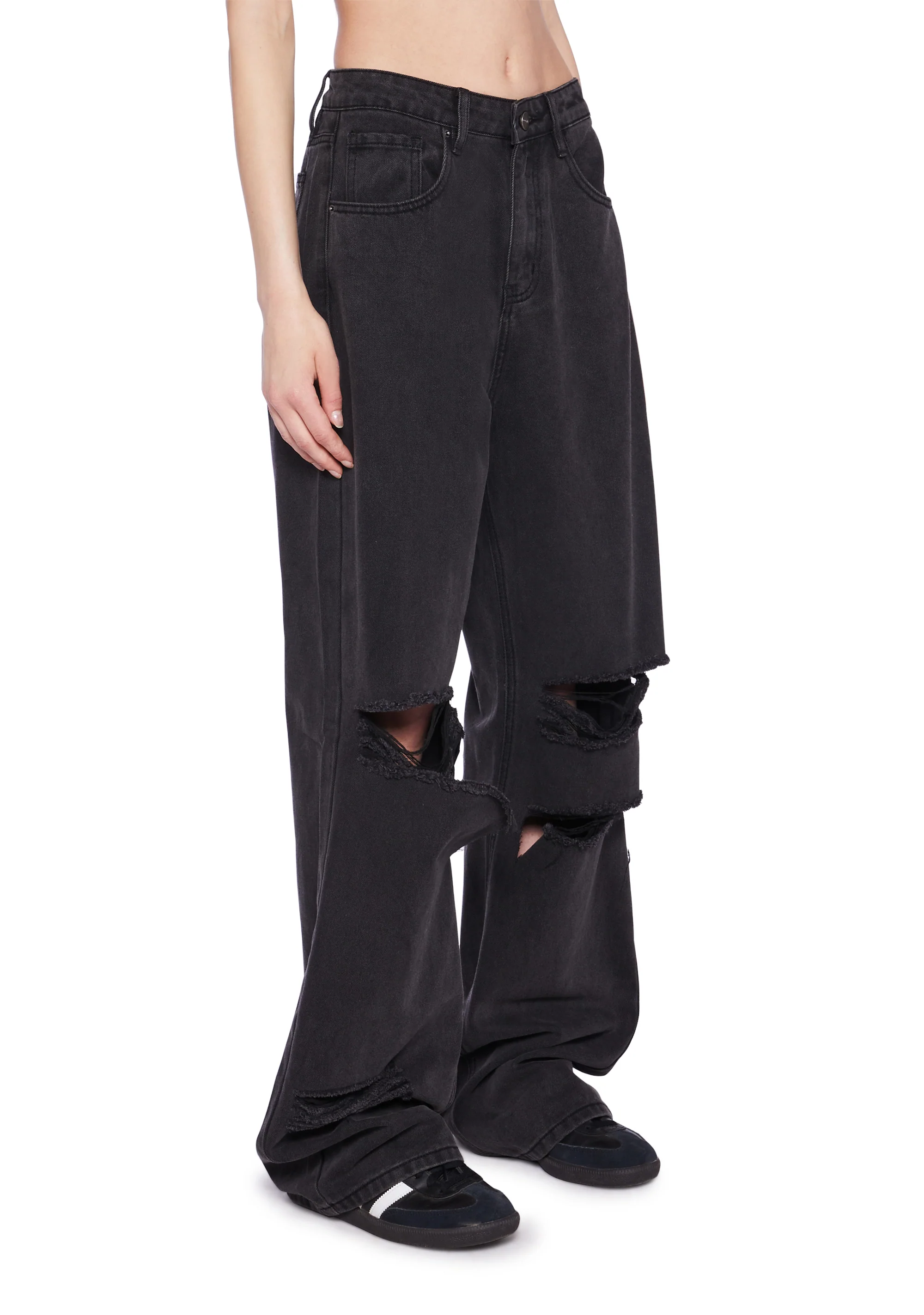 High Rise Wide Leg Skater Denim Jeans - Image 3