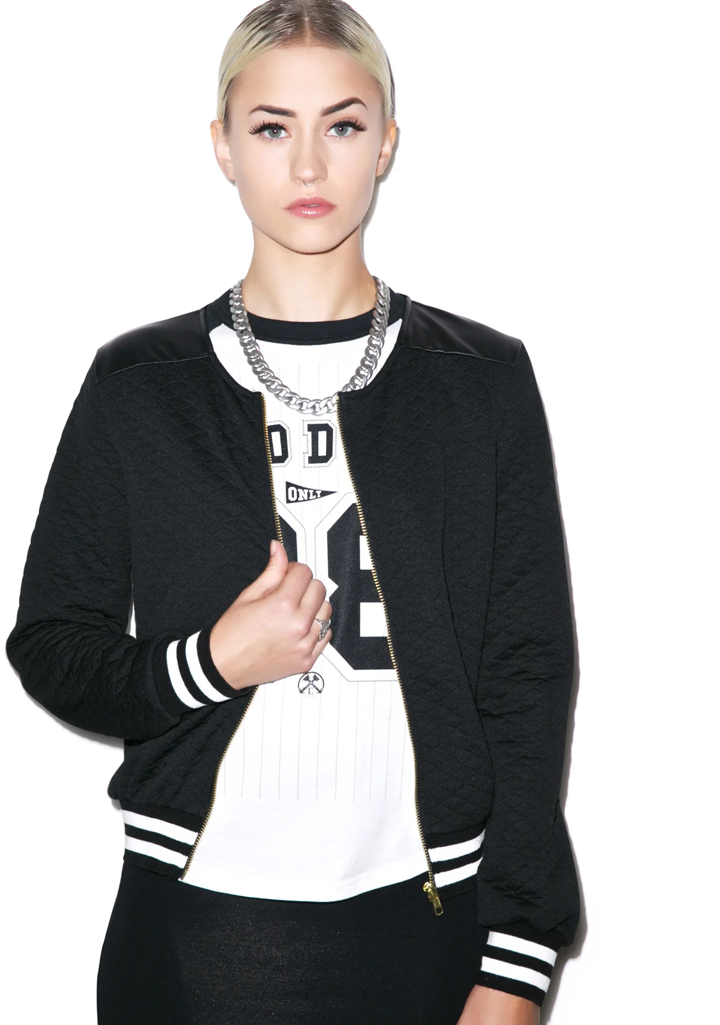 High School Drop Out Quilted Varsity Jacket - Image 8