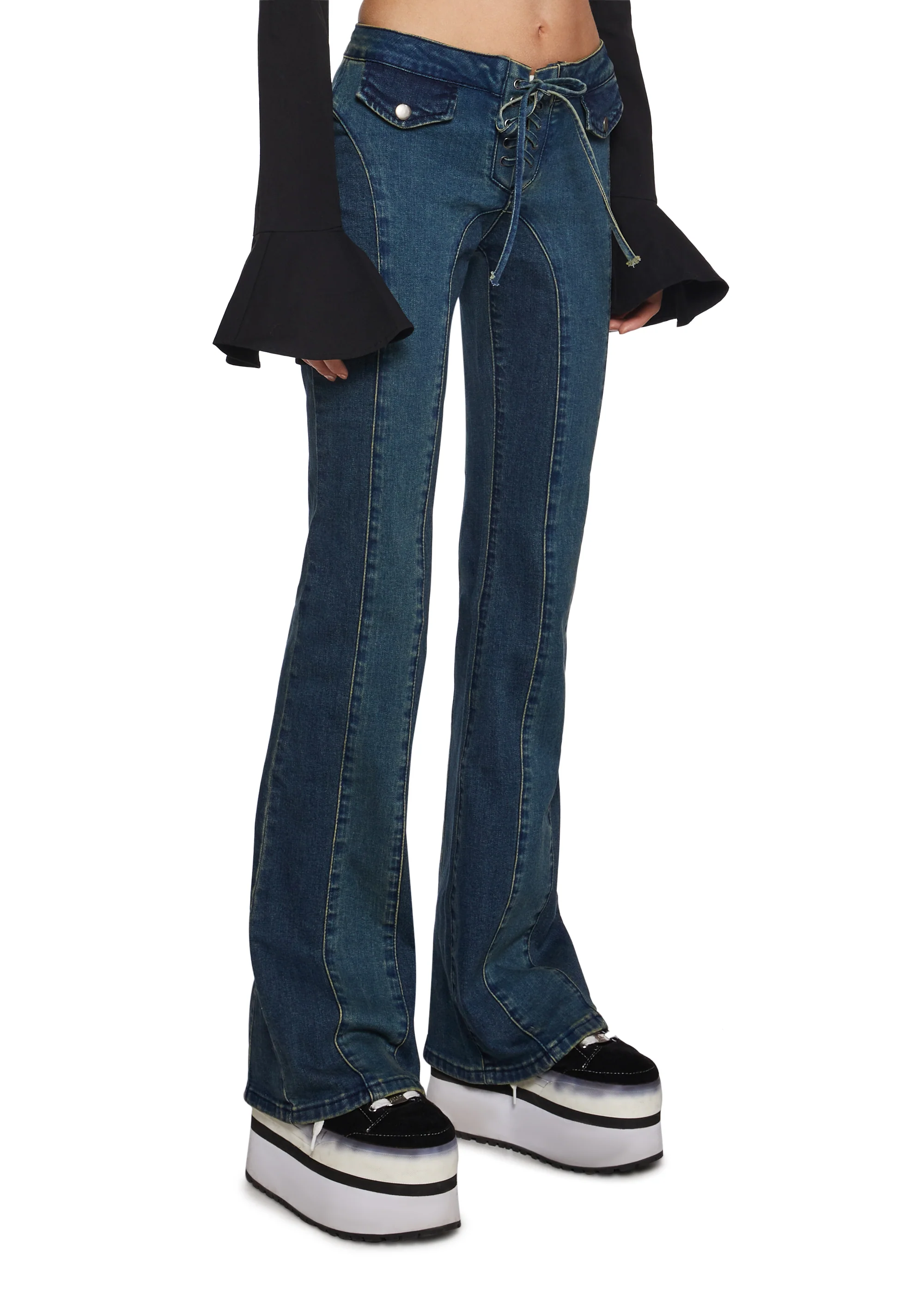Hillside Sweetheart Denim Flare Pants - Image 3