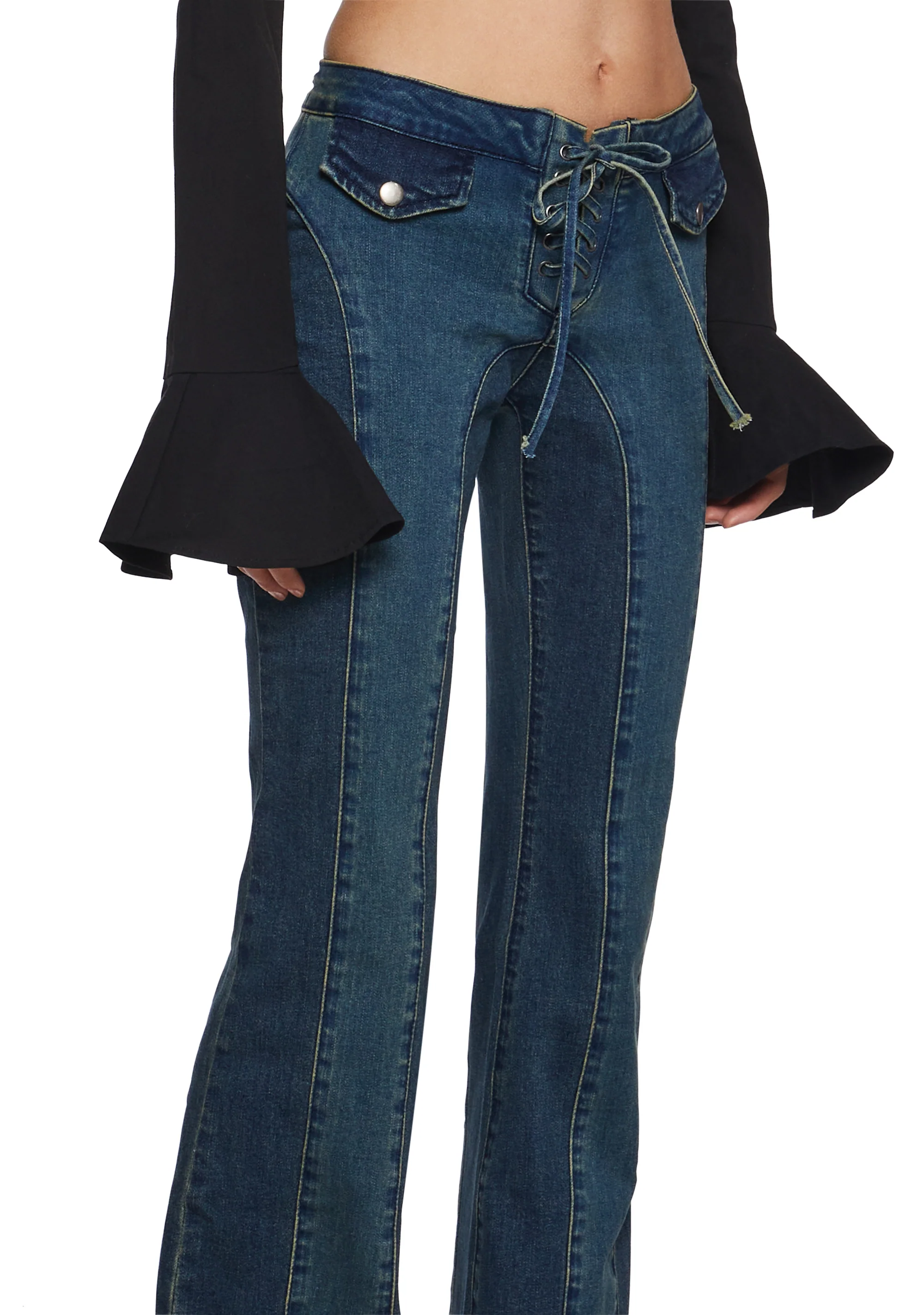 Hillside Sweetheart Denim Flare Pants - Image 5