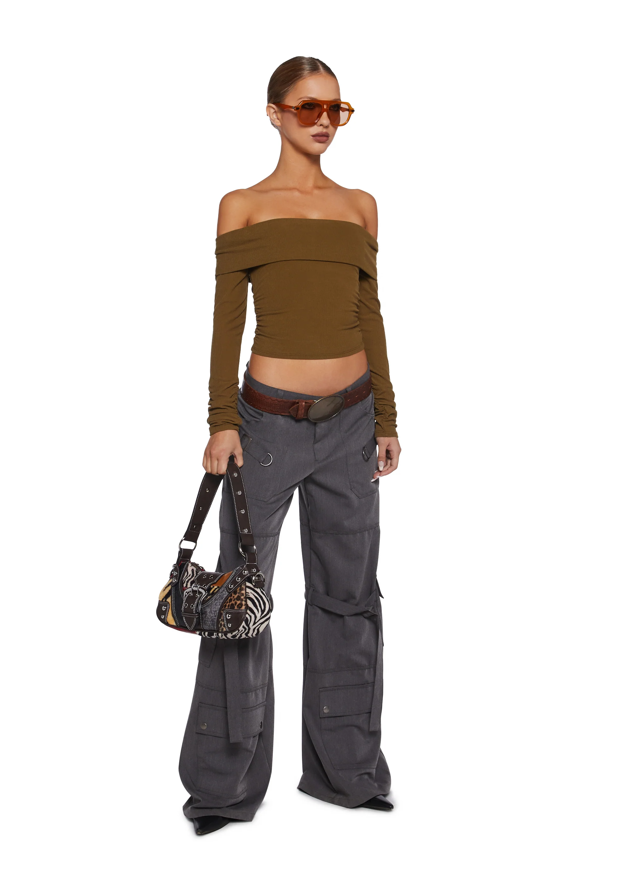 Hold Me Now Off The Shoulder Top - Olive - Image 2