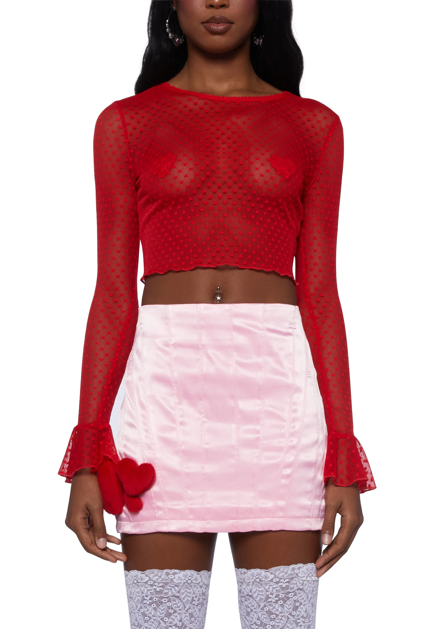 Hold My Heart Long Sleeve Top - Red - Image 5