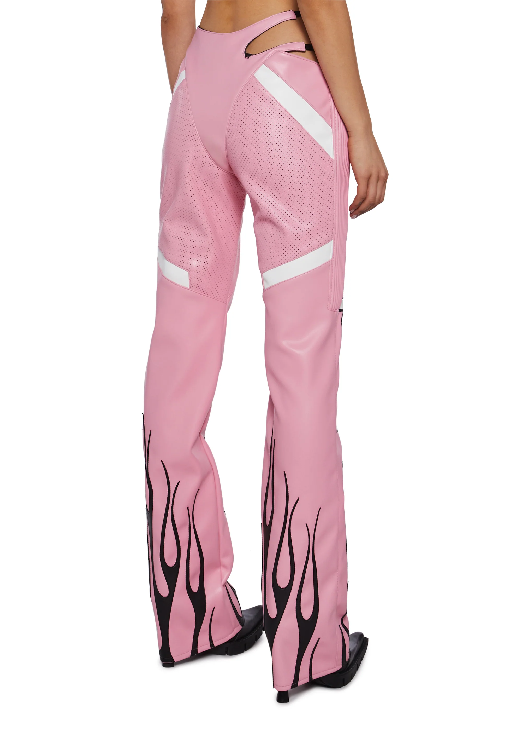 Hollywood Asymmetric Moto Trousers - Pink - Image 4