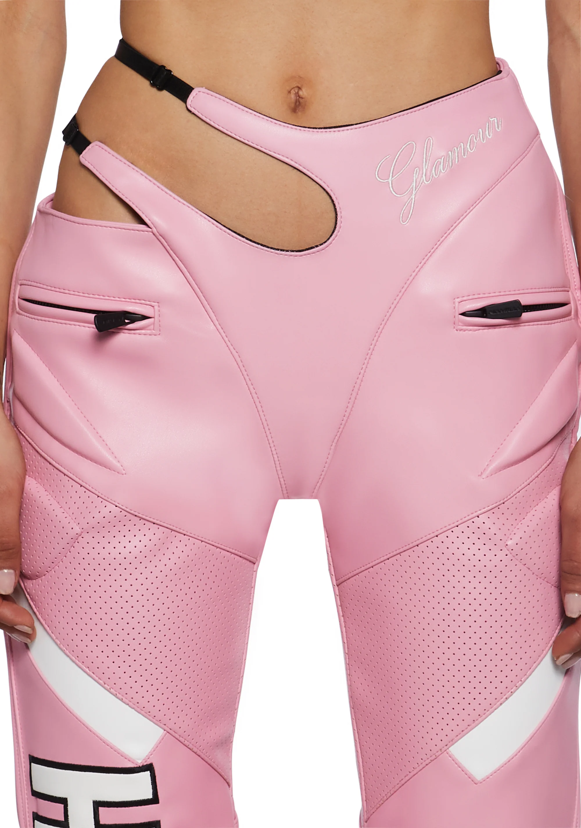 Hollywood Asymmetric Moto Trousers - Pink - Image 5