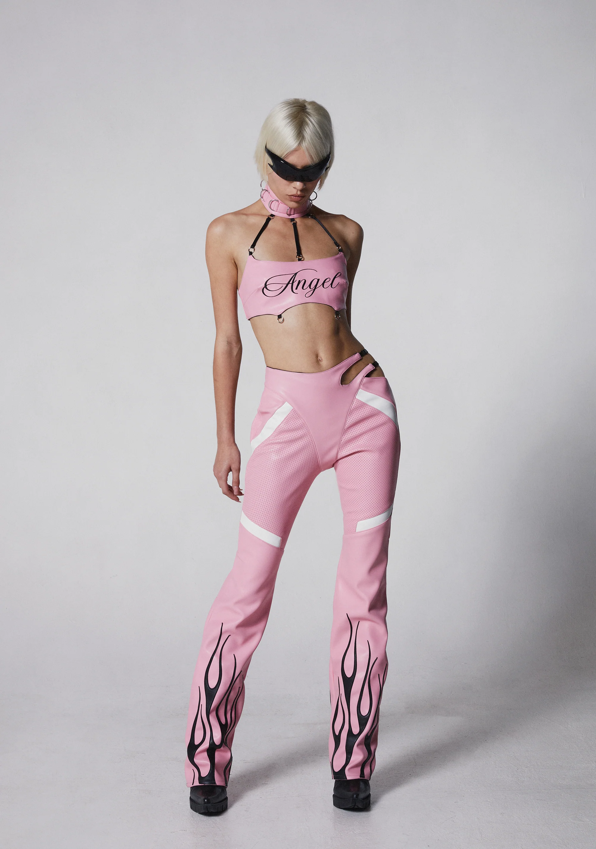 Hollywood Asymmetric Moto Trousers - Pink - Image 8