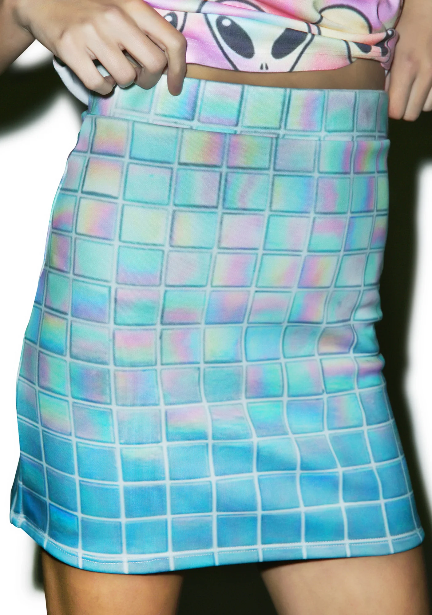 Hologram Grid Pencil Skirt - Image 14