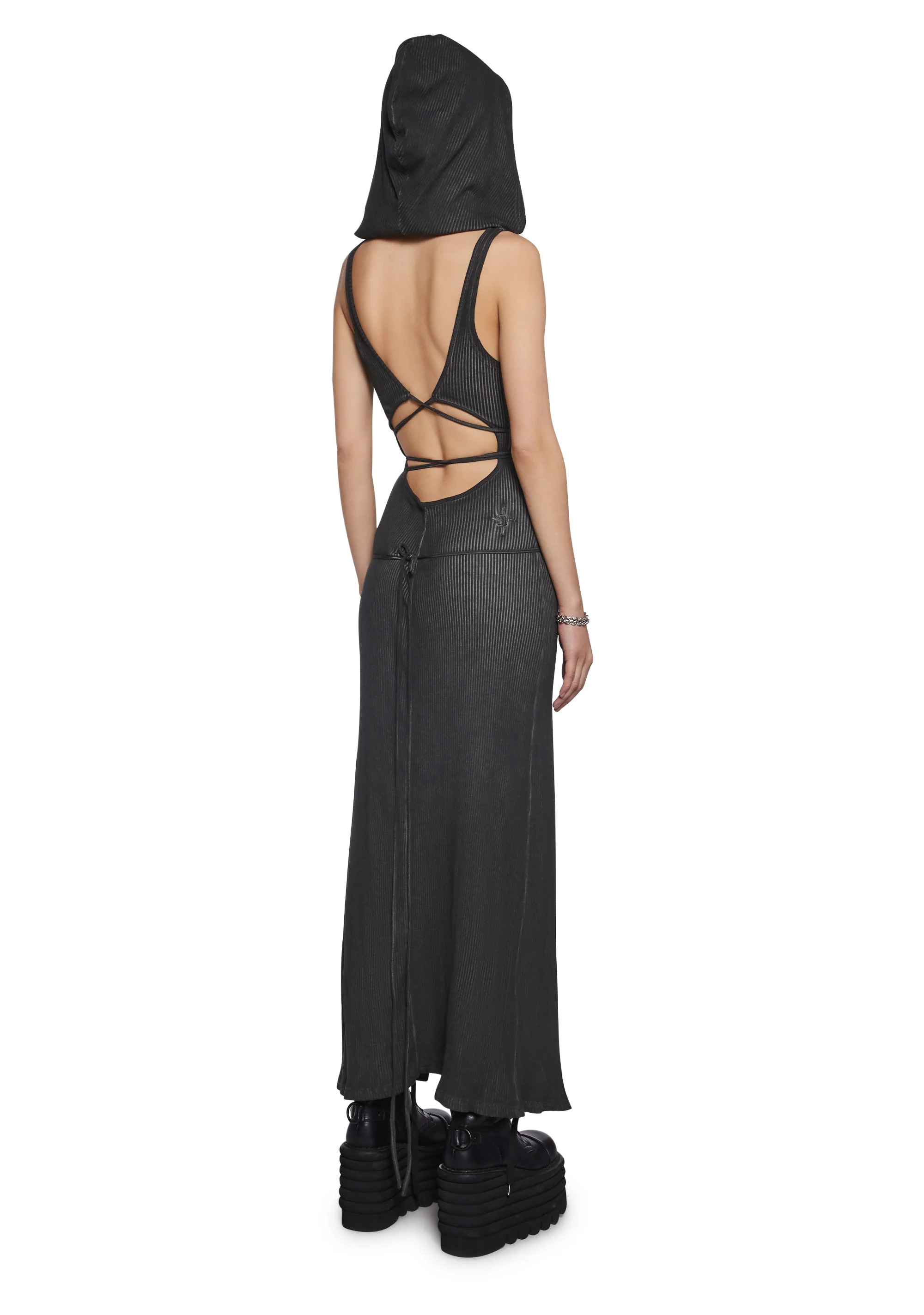 Chord Hooded Cut Out Dress - Image 4