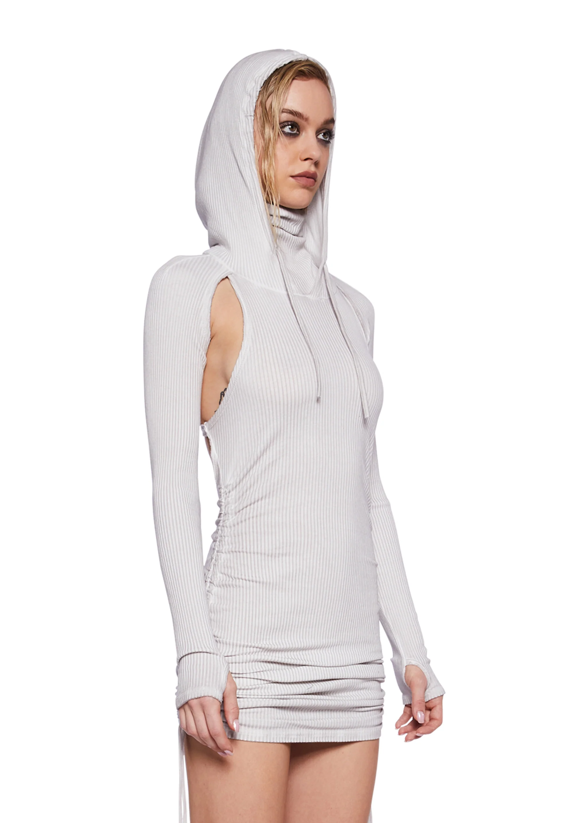 Pitch Ruched Mini Dress - White - Image 3