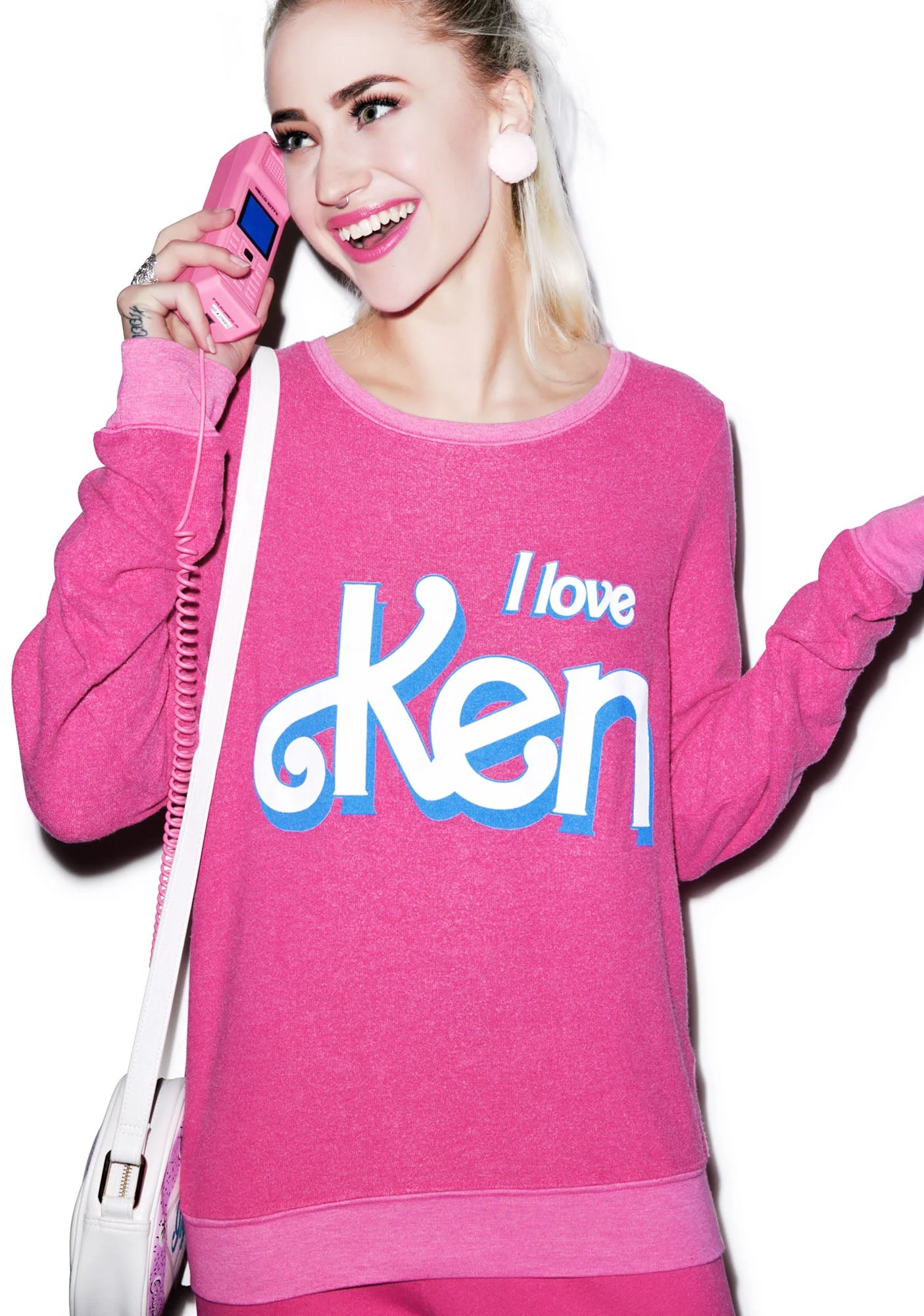 I Love Ken Baggy Beach Jumper - Dark Pink - Image 10