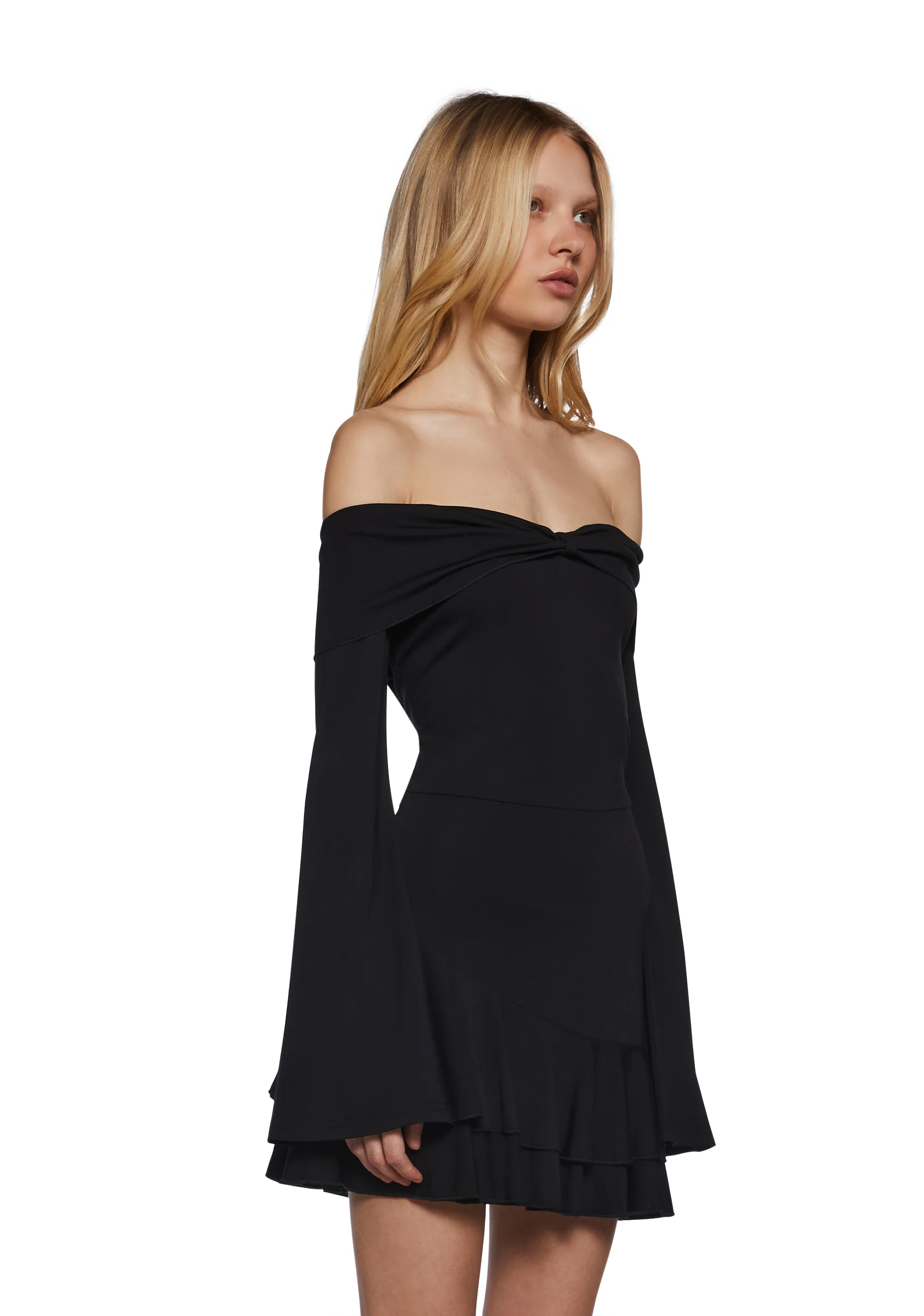 In Her Element Off The Shoulder Dress - Black - Image 3