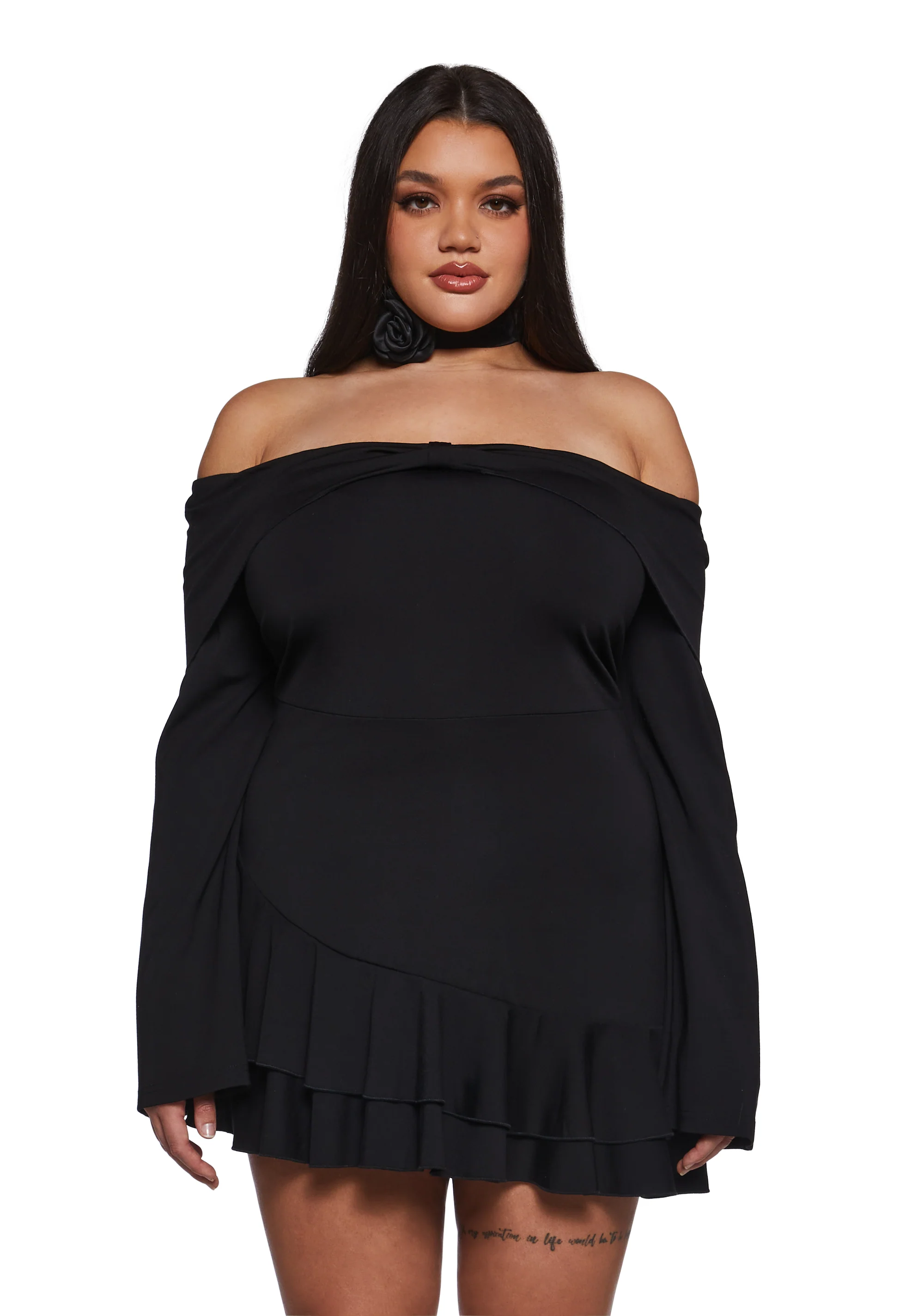 In Her Element Off The Shoulder Dress - Black - Image 5