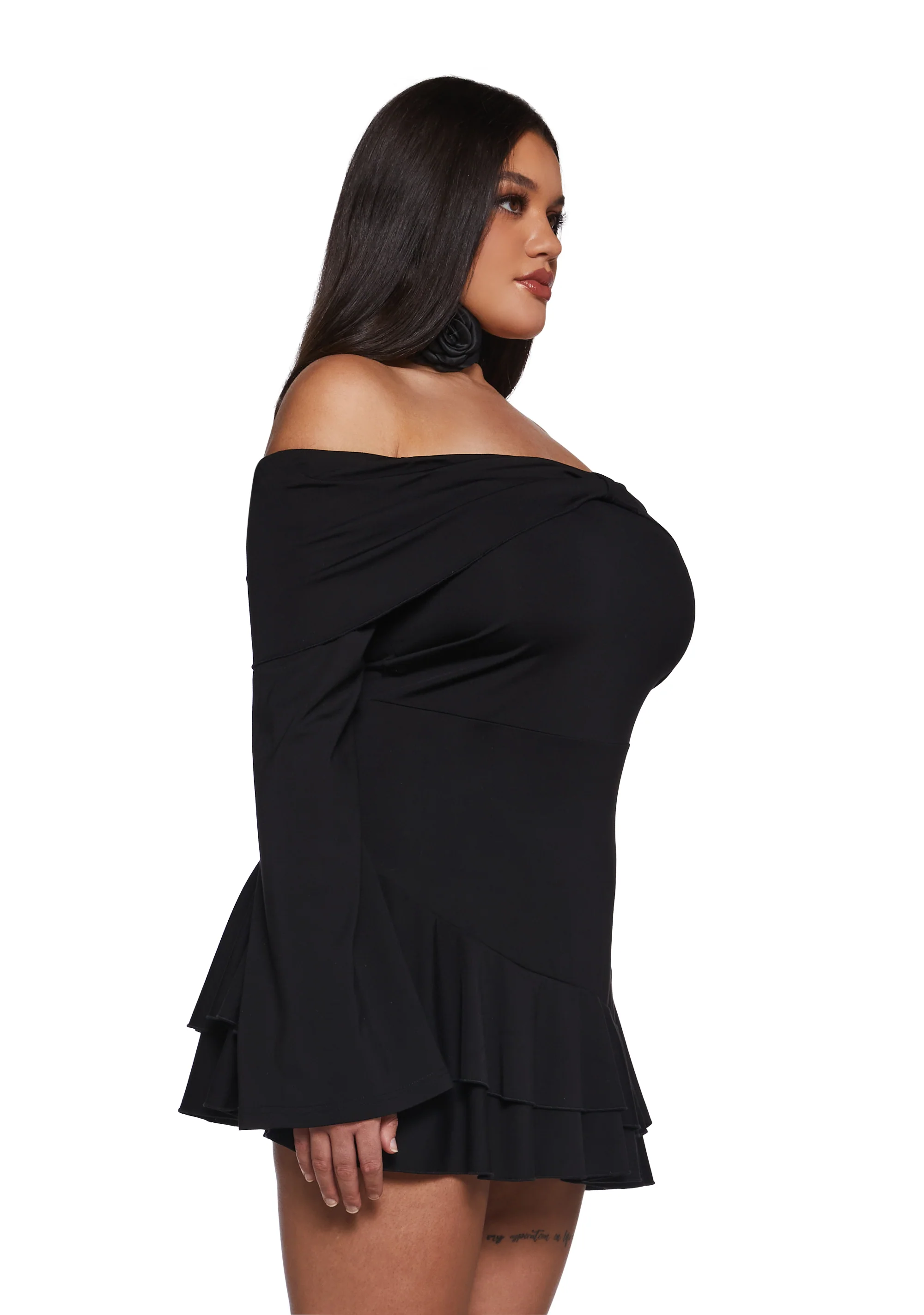 In Her Element Off The Shoulder Dress - Black - Image 7