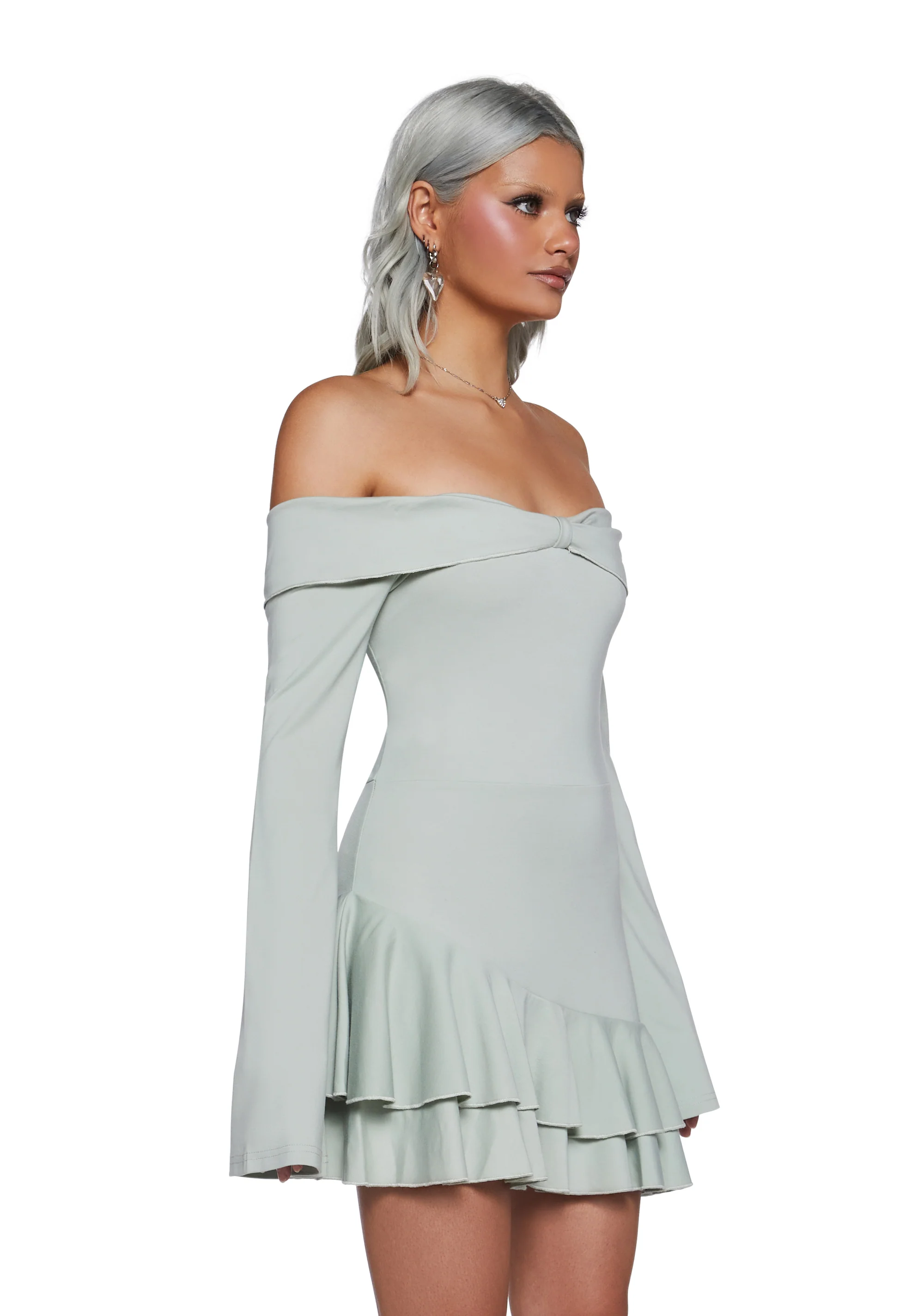 In Her Element Off The Shoulder Dress - Green - Image 3