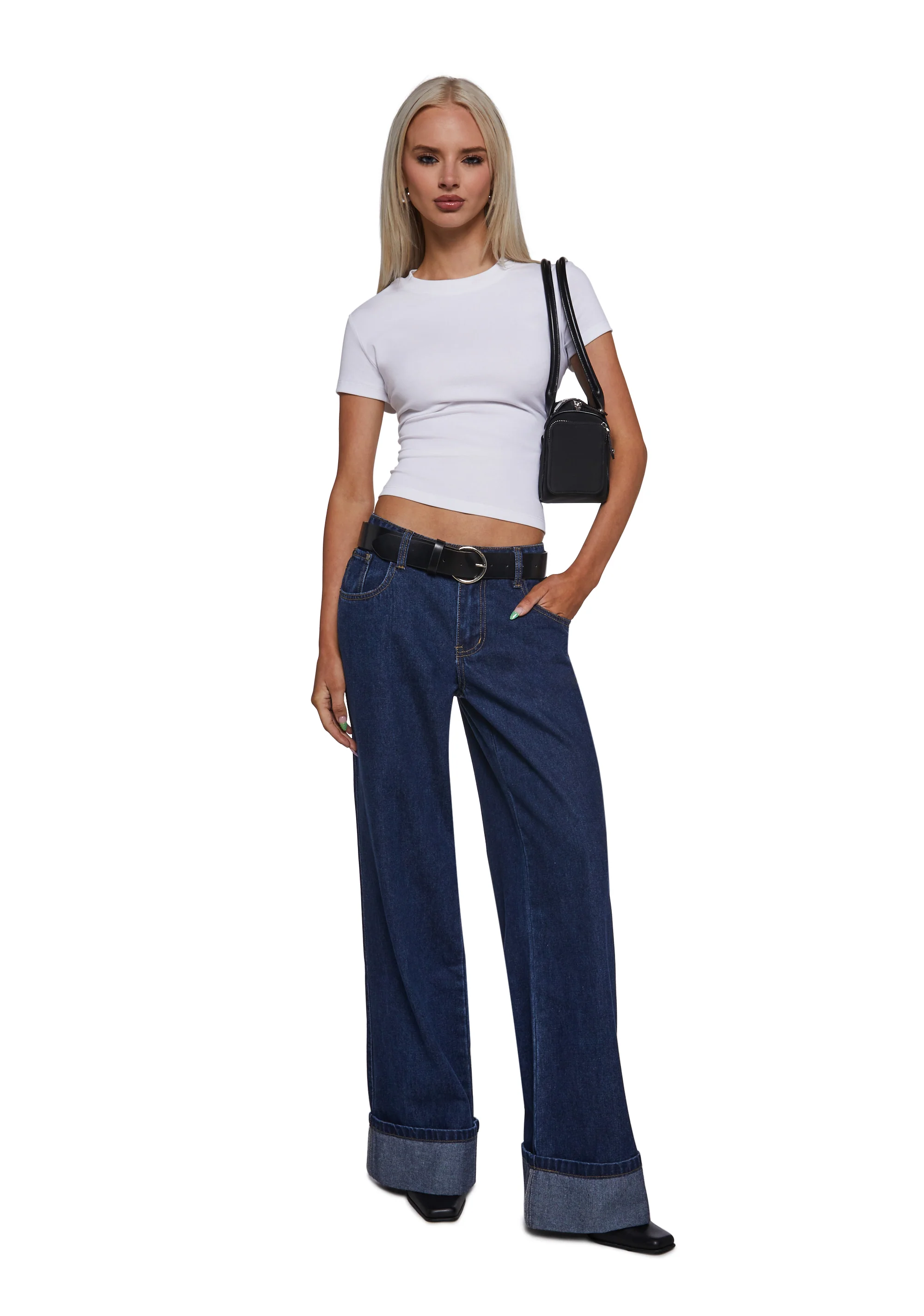 Bella Wide Leg Cuff Jeans - Image 2