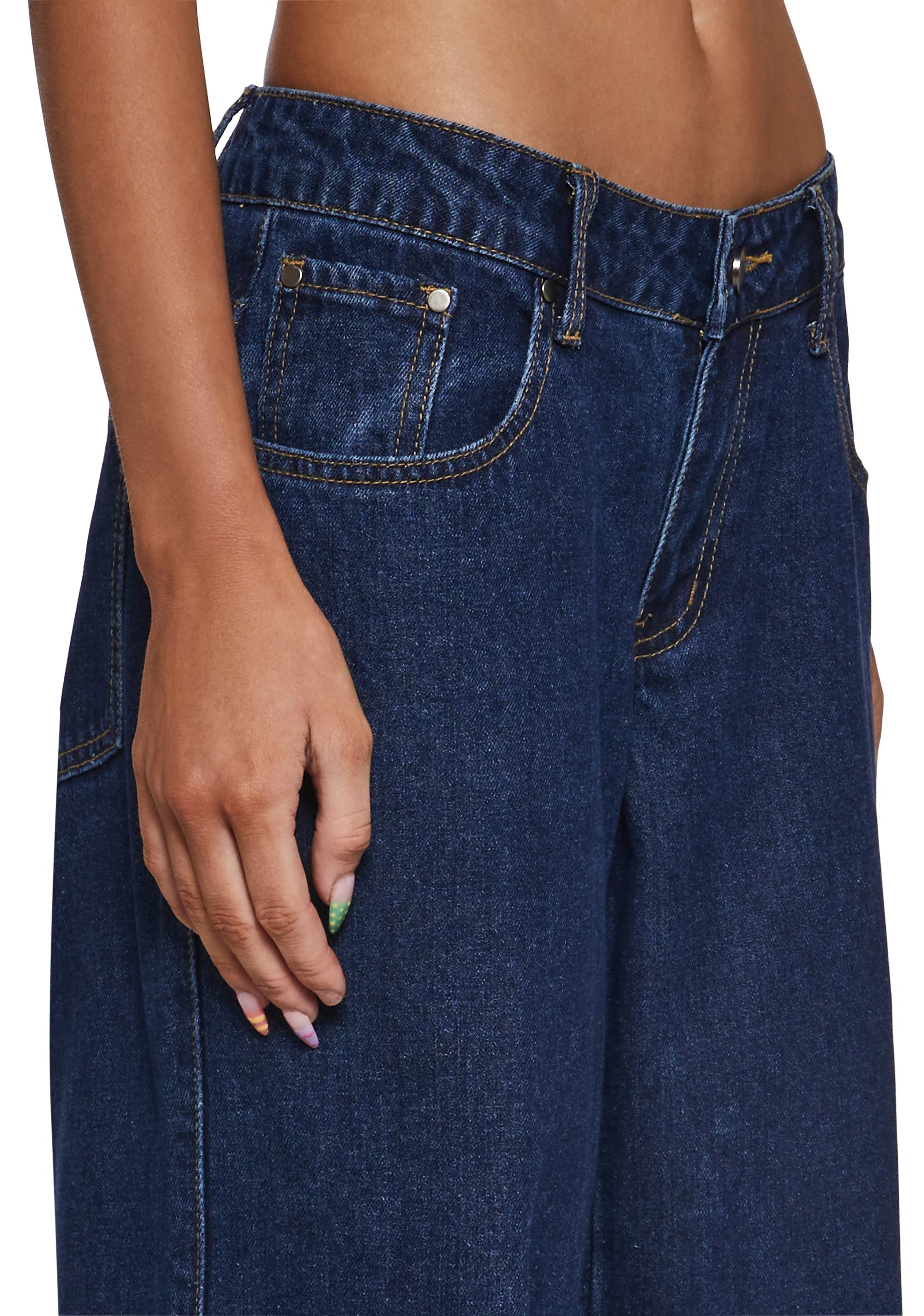 Bella Wide Leg Cuff Jeans - Image 5