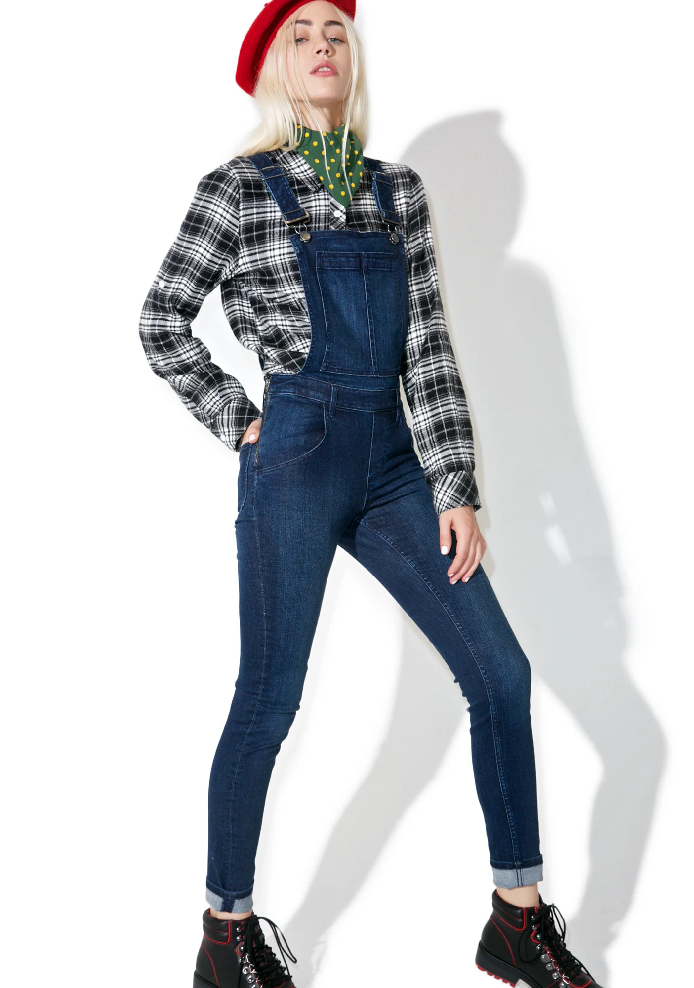 Ink Blue Skinny Dungarees - Image 4