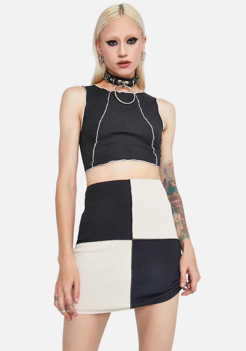 Ink Mad Moods Colorblock Mini Skirt - Image 2